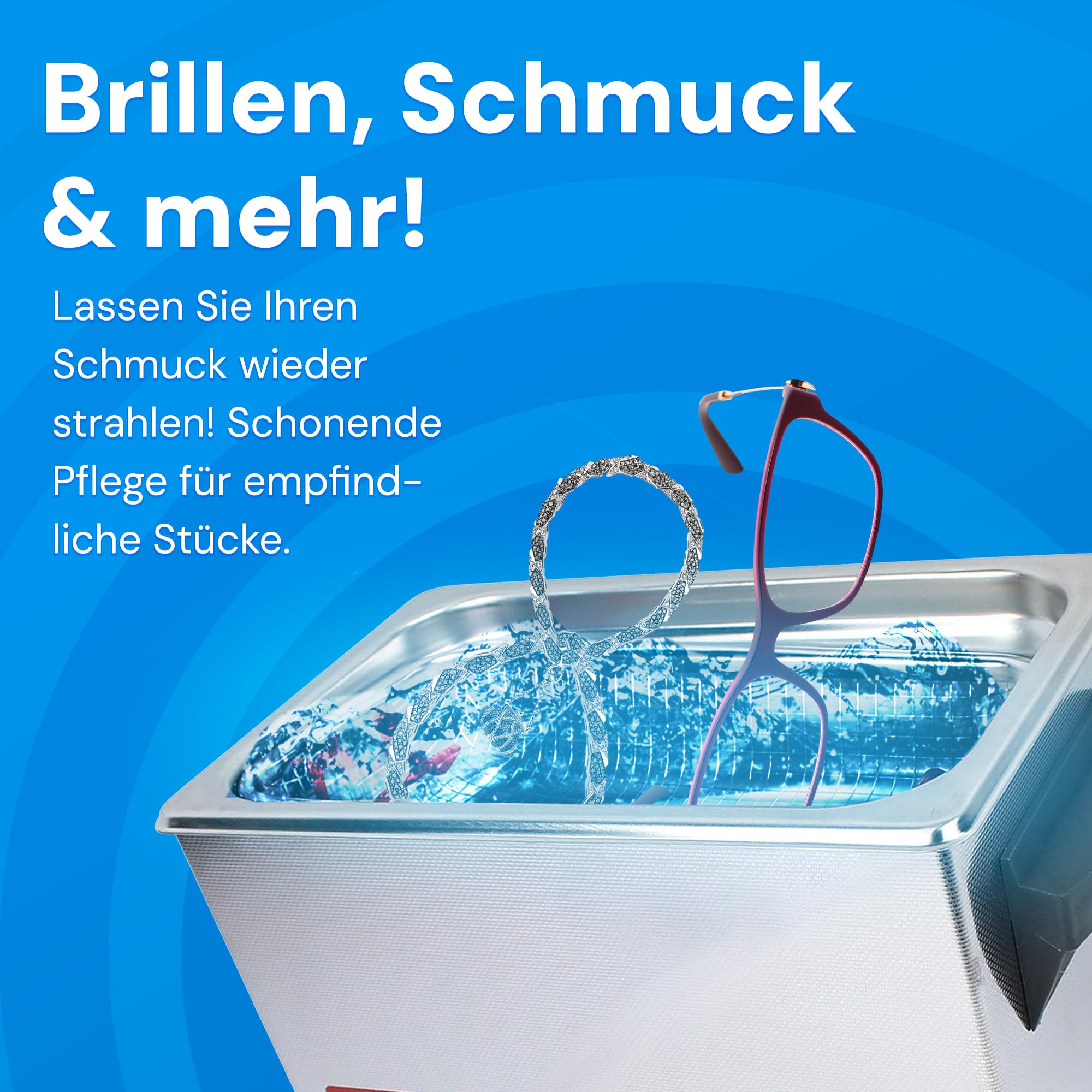 EMAG Ultraschallreiniger H22 – Edelstahlgerät 2,2L – 45kHz, Heizung & Timer – Profi Ultraschallgerät für Schmuck, Brillen, Zahnersatz, Labor, Dental, Werkstatt