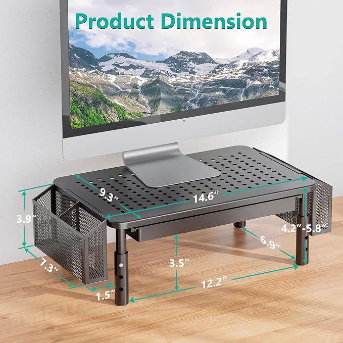 Soporte para monitor con almacenamiento y organizador de escritorio miniatura 3