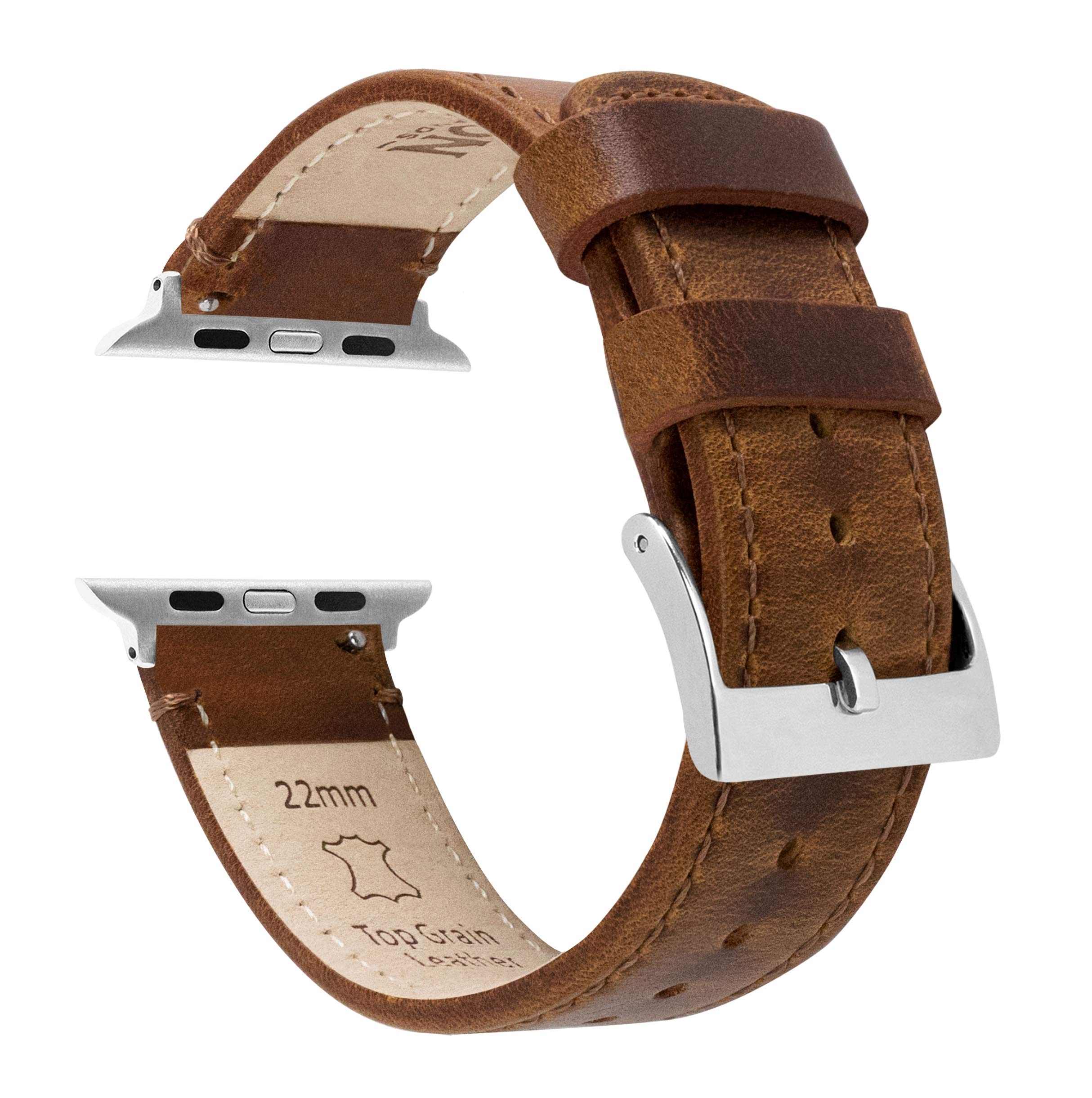 BARTON WATCH BANDSBARTON Top Grain Leather Watch Bands Compatible with all Apple Watch Models - Series 8, 7, 6, 5, 4, 3, 2, 1, SE & Ultra - Size 38mm, 40mm, 41mm, 42mm, 44mm, 45mm or 49mm