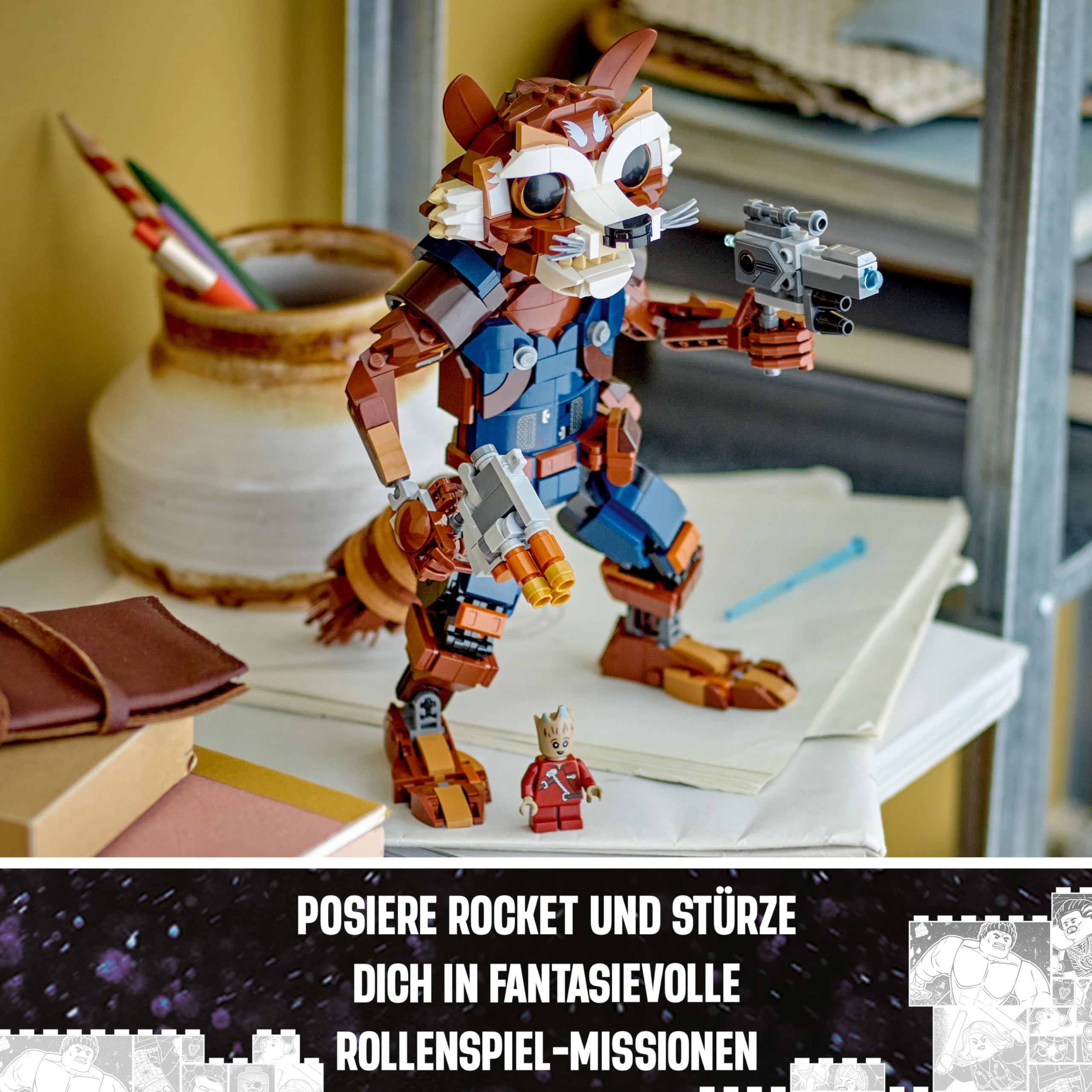 LEGO | Marvel Rocket & Baby Groot - Baubares Superhelden Spielzeug für Kinder aus Marvel Studios' Guardians of the Galaxy - Figur für Rollenspiele - Geschenk für Jungs und Mädchen ab 10 Jahren - 76282