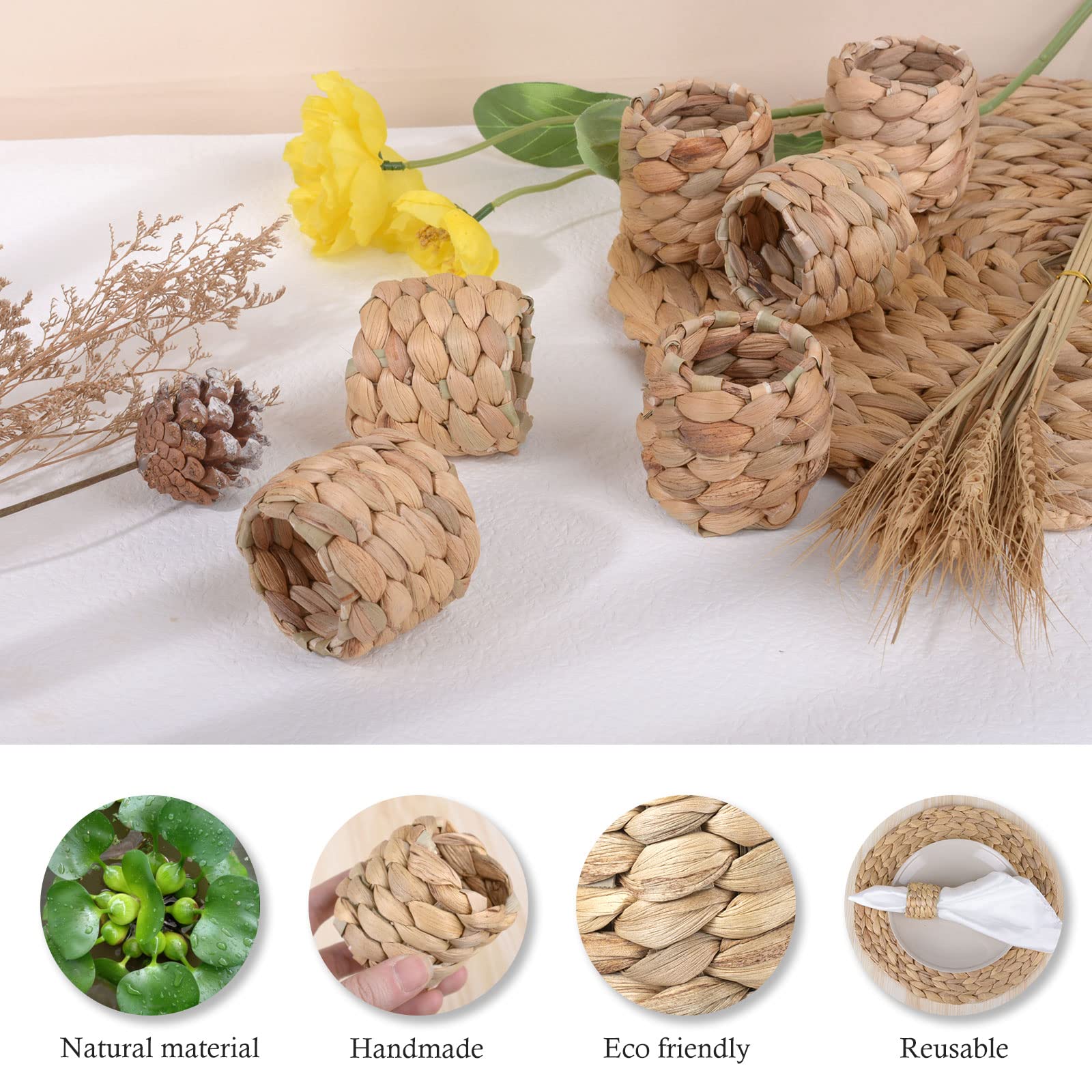 UIYIHIF 6 Pezzi Portatovaglioli Intrecciati, Portatovaglioli Portatovaglioli Fattoria Rustica Portatovaglioli Fatti A Mano per Vacanze, Matrimoni, Sala da Pranzo, Feste e Decorazione della Tavola
