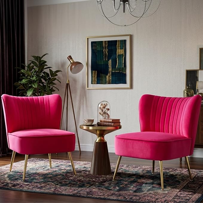 Sillón Terciopelo Diseño Mid Century Patas Doradas miniatura 8