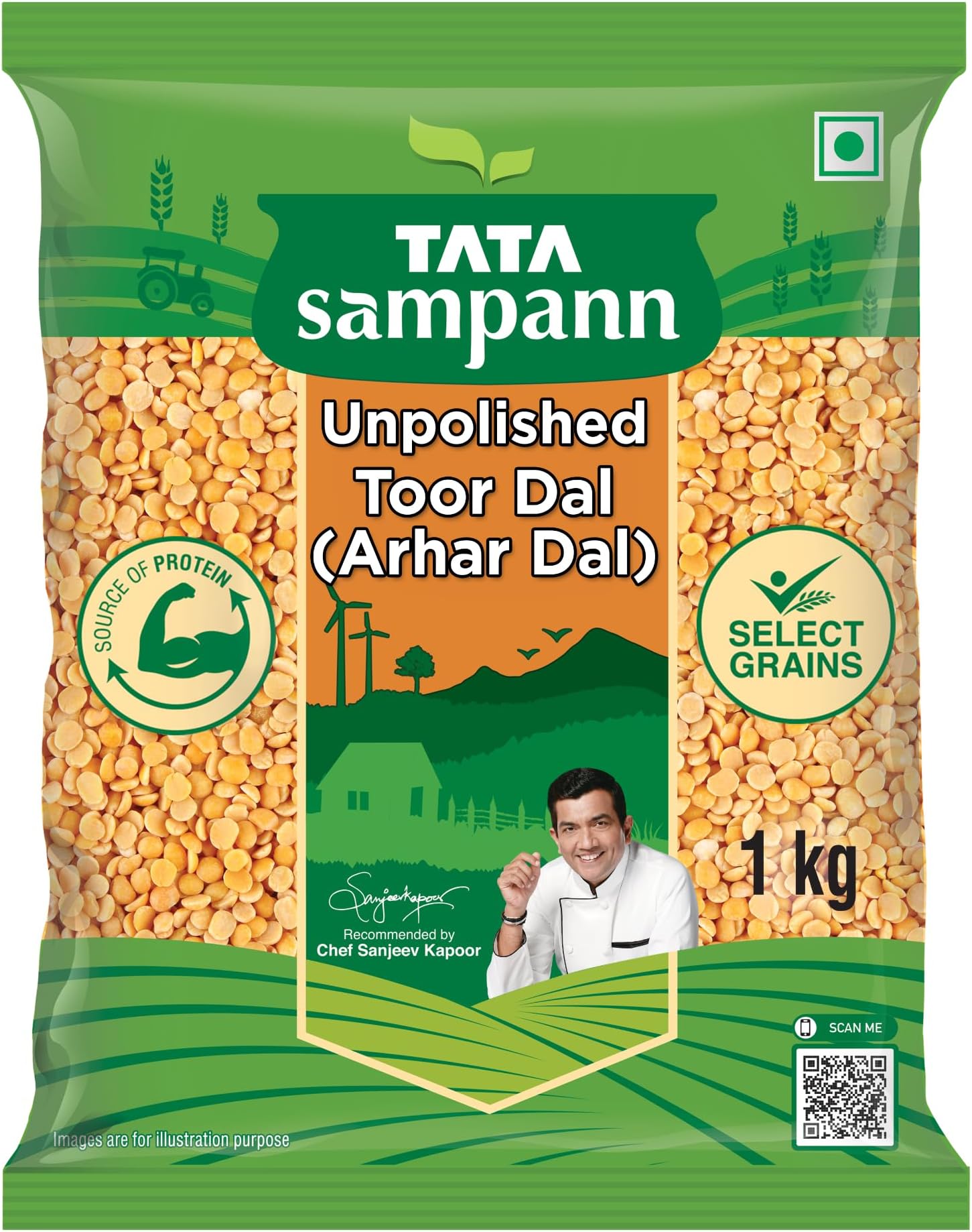 Tata Sampann Indian Pulses High Protein Toor Daal/Red Gram/Pigeon Pea