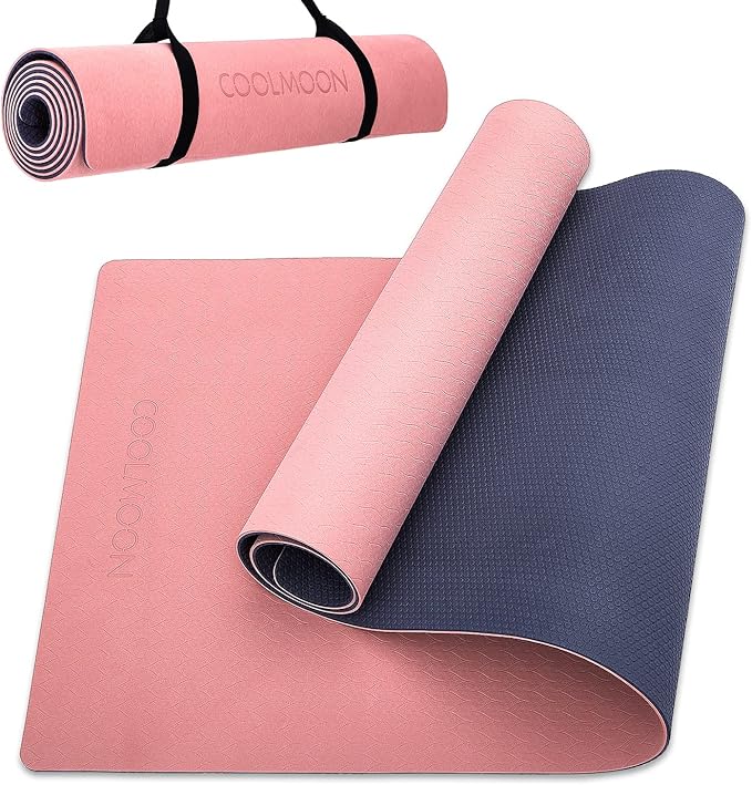 COOLMOON Yoga Mat Non Slip, Anti-Tear 1/4 Thick TPE Yoga Mats for Women and Men, 72