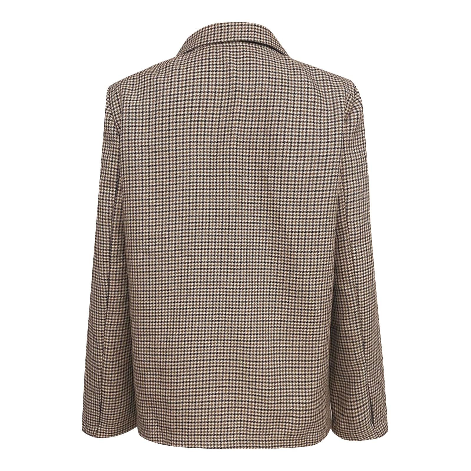Damen Blazer Sportlich Elegant Kariert Longblazer Große Größen Damenblazer