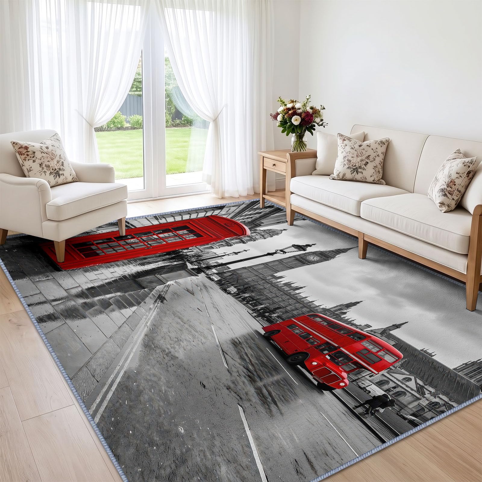 Tapis de Salon Rue Ville Londres Big Ben 120x170cm, pour Chambre