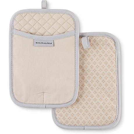 KitchenAid Asteroid Pot Holder Set: Superior Protection in a Tan Hue