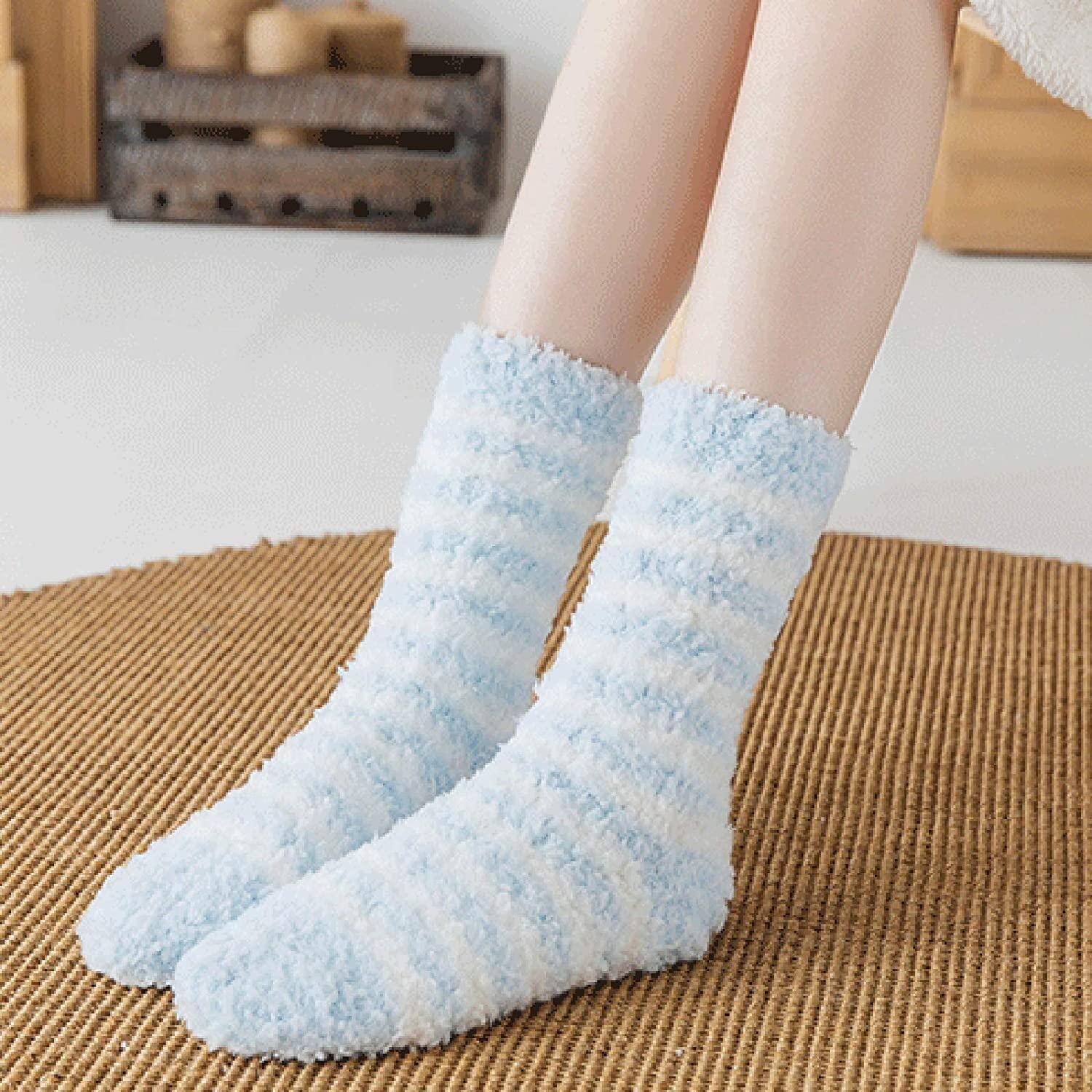 Calcetines 5 Pares De Calcetines Térmicos A Rayas, Cálidos, Esponjosos, Supersuaves, Gruesos, Para Mujeres Y Niñas Calcetines De Moda