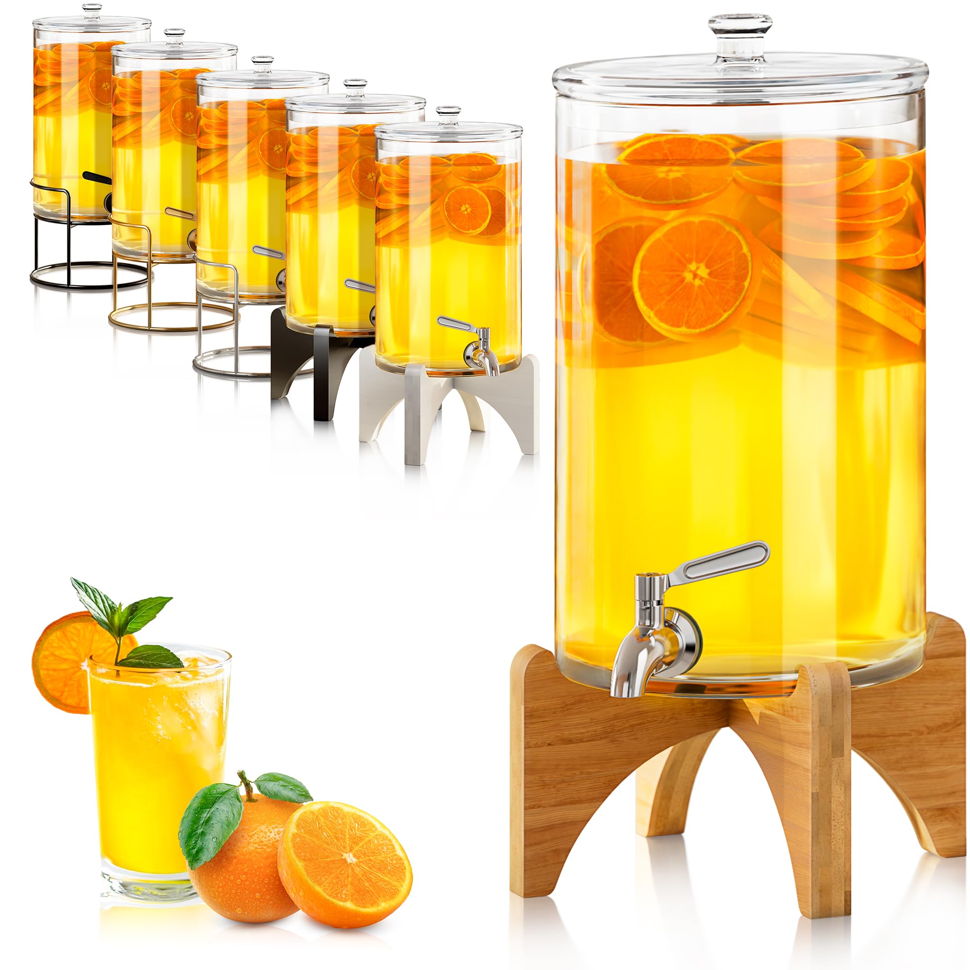 Photo 1 of 2.2 Gallon Glass Beverage Dispenser With Stand | Glass Water Dispenser With Stand | Leakproof Spigot | Ideal for Hot and Ice Cold Drinks | Perfect for Breakfast, Parties, Weddings