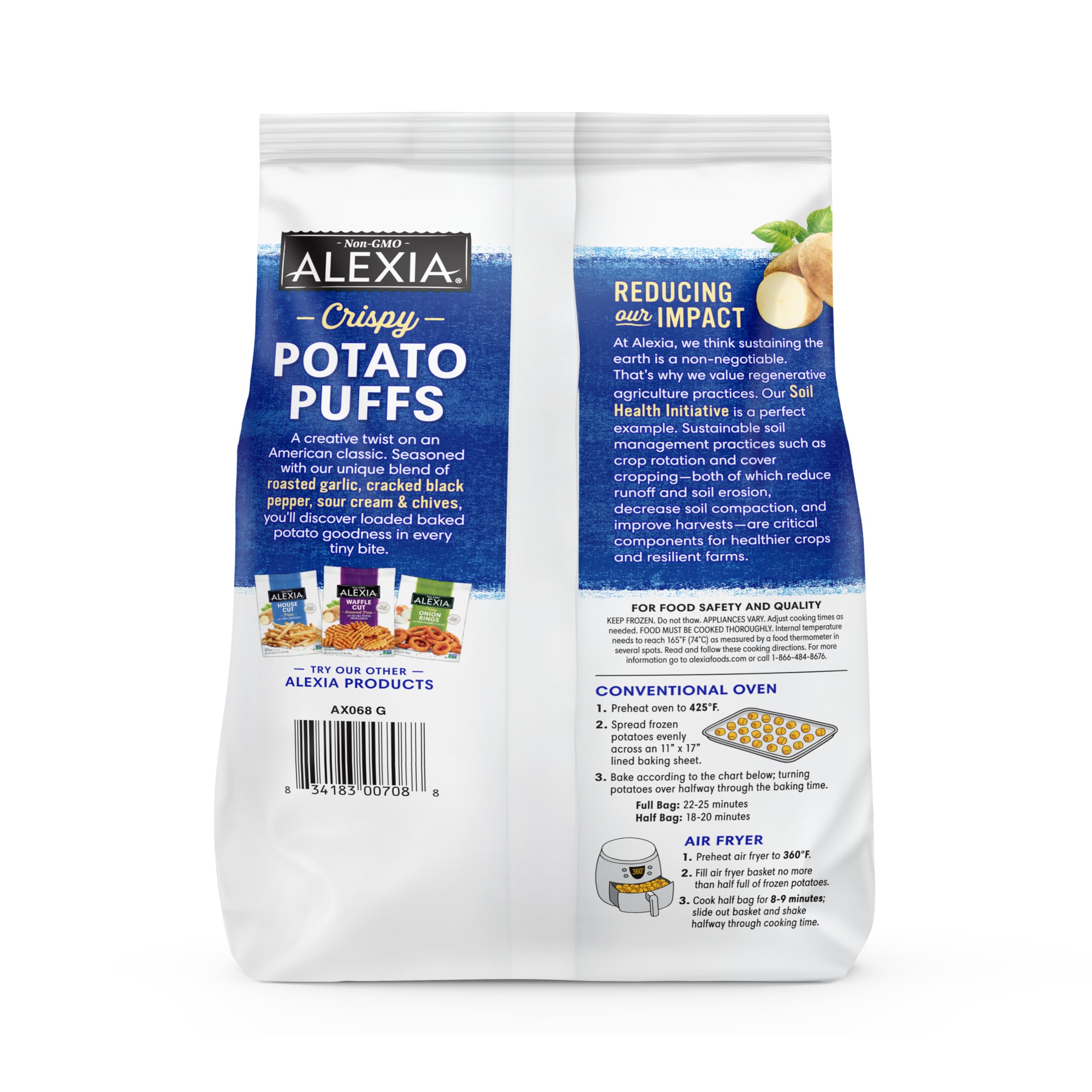 Alexia Crispy Seasoned Potato Puffs Roasted Garlic and Cracked Black Pepper 19 oz Frozen — view 2