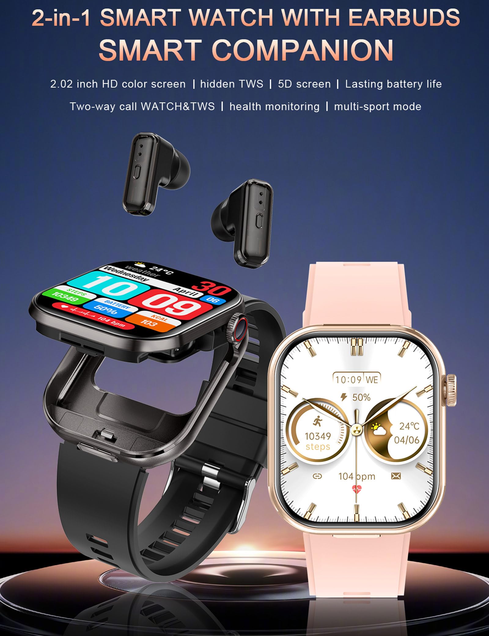 ZJX Reloj inteligente con auriculares