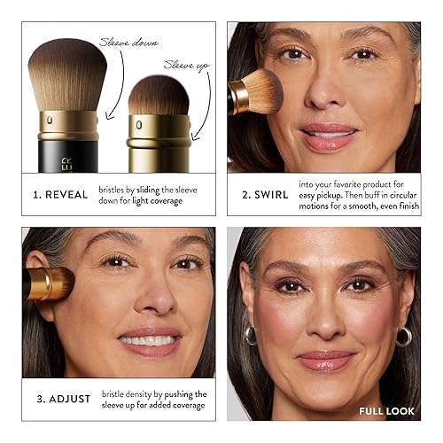 Miniatura 2 de LAURA GELLER NEW YORK - Brocha retráctil con mango de aluminio Kabuki, para todo el maquillaje facial y base para maquillaje facial líquido, crema y