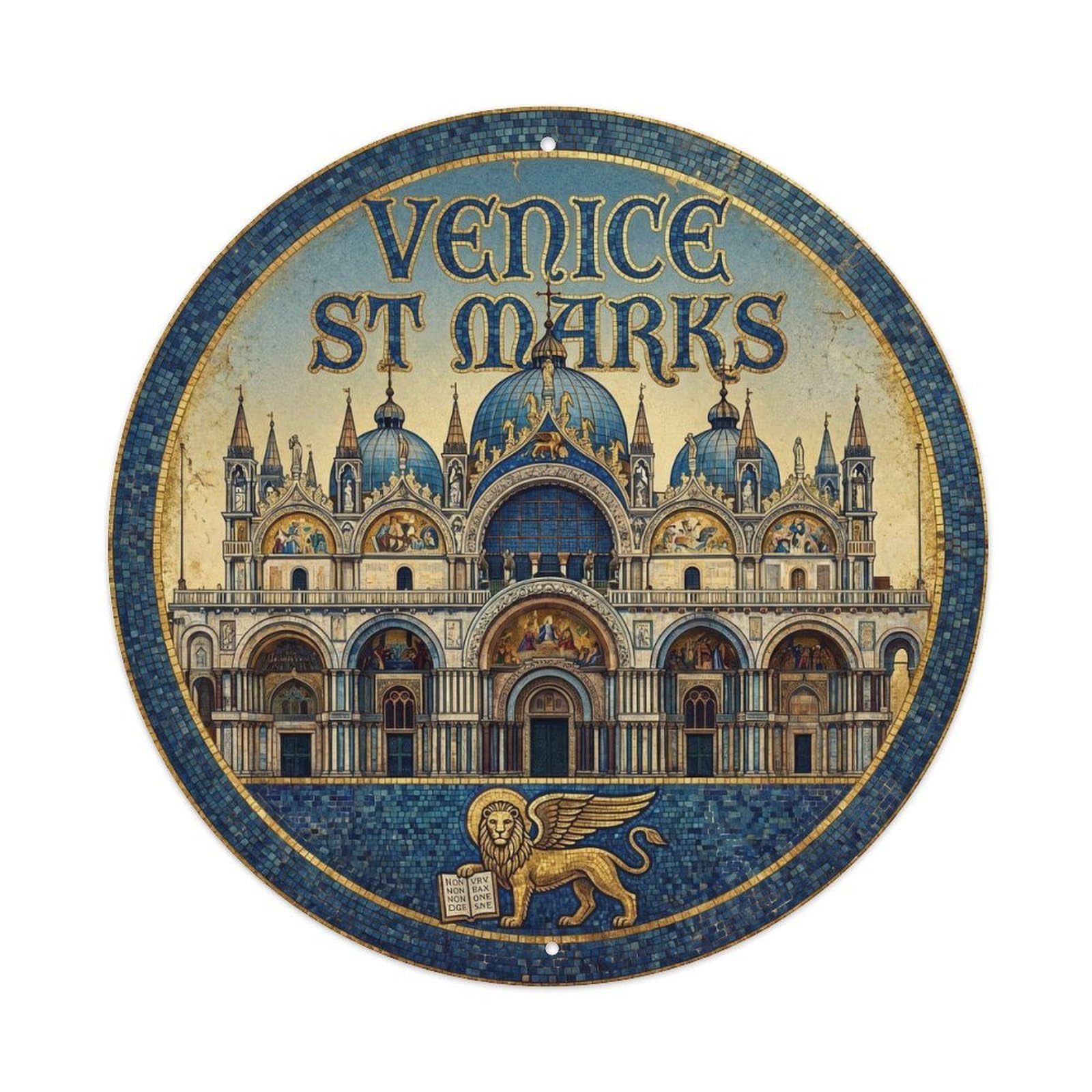 Retro Venice Italy St Marks Lion Landmark Travel Metal Tin Sign