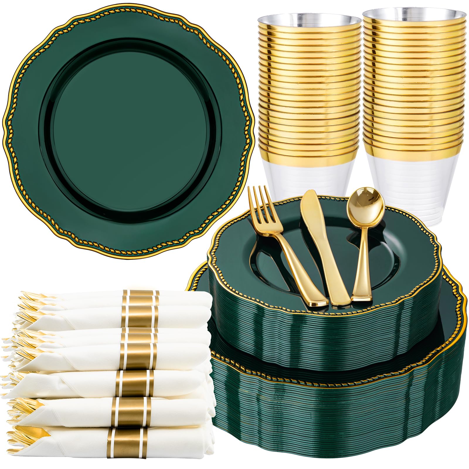 Ivory Gold Plates for Weddings & Parties -11