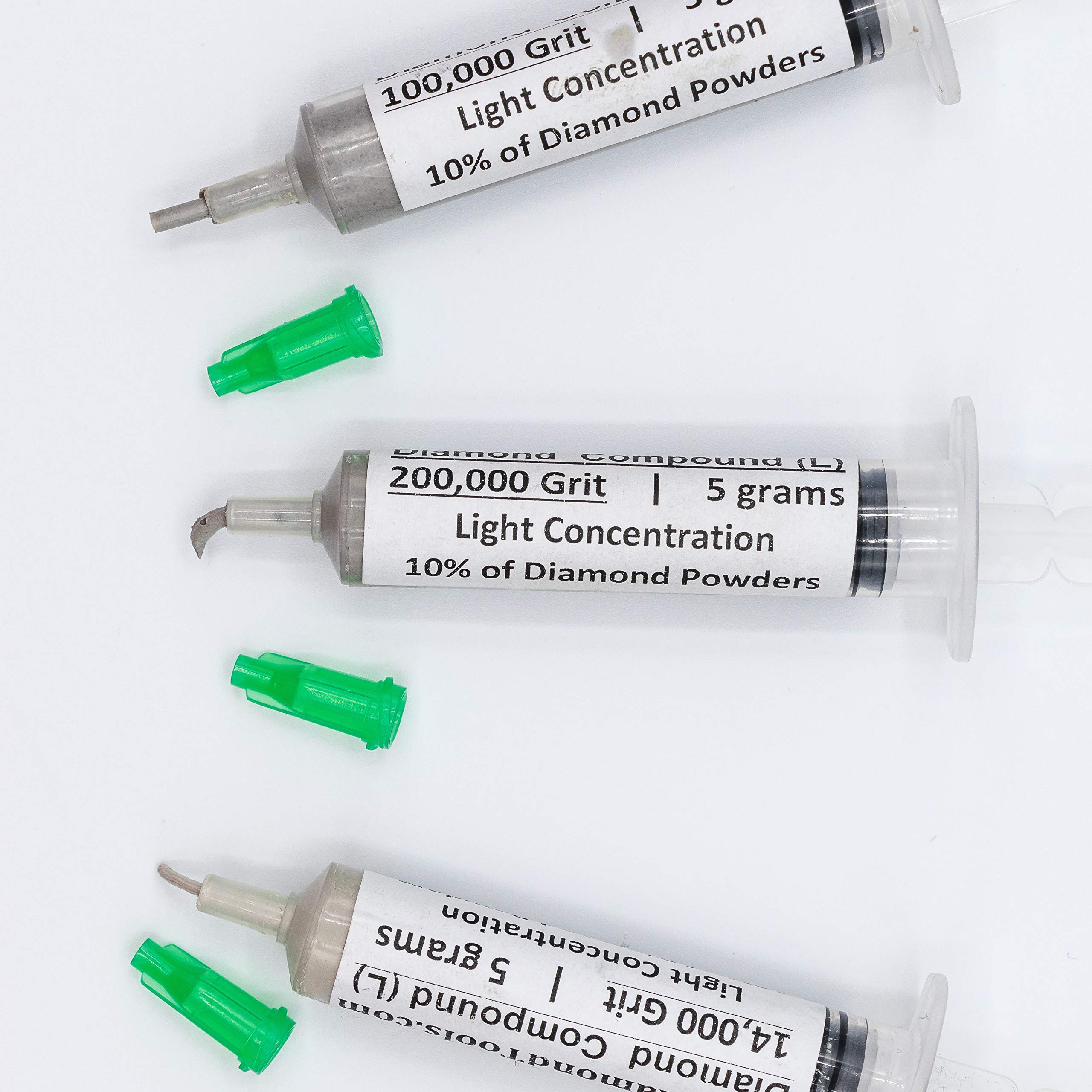 TechDiamondTools Kit of 3 Diamond Polishing Compound Polishing Paste USA Made 14000 100000 200000 Grit for Marble Glass Metal Rock Jewelry Resin Silver Gemstone with 10% of Diamond Powder