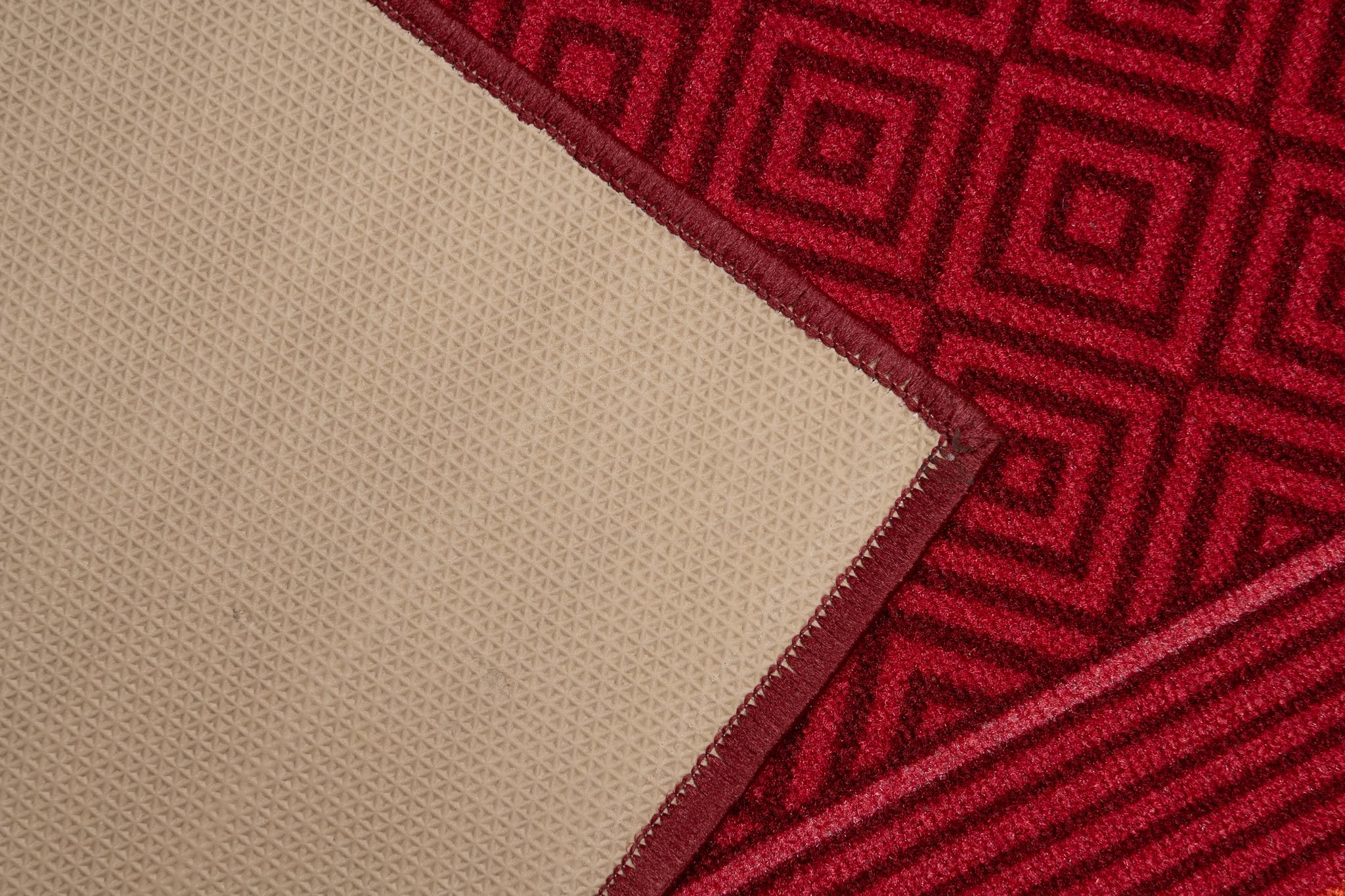 Tapis De Couloir Long 80 X 370 Cm - Poils Ras, Antidérapant, Design Géométrique Orange/beige/rouge, Pour Entrée, Cuisine, Chambre
