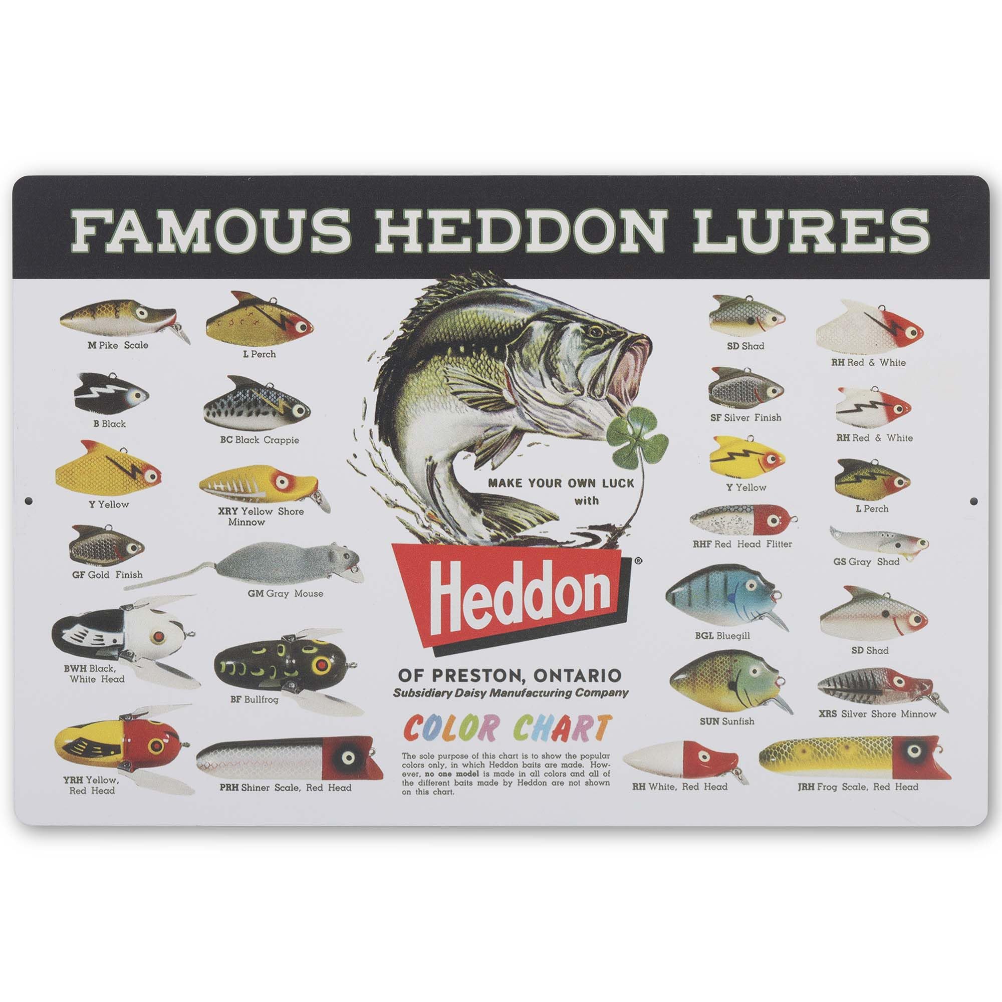 ヘドン　パブサイン Amazon.co.jp: Heddon Famous Lures カラーチャート メタルサイン