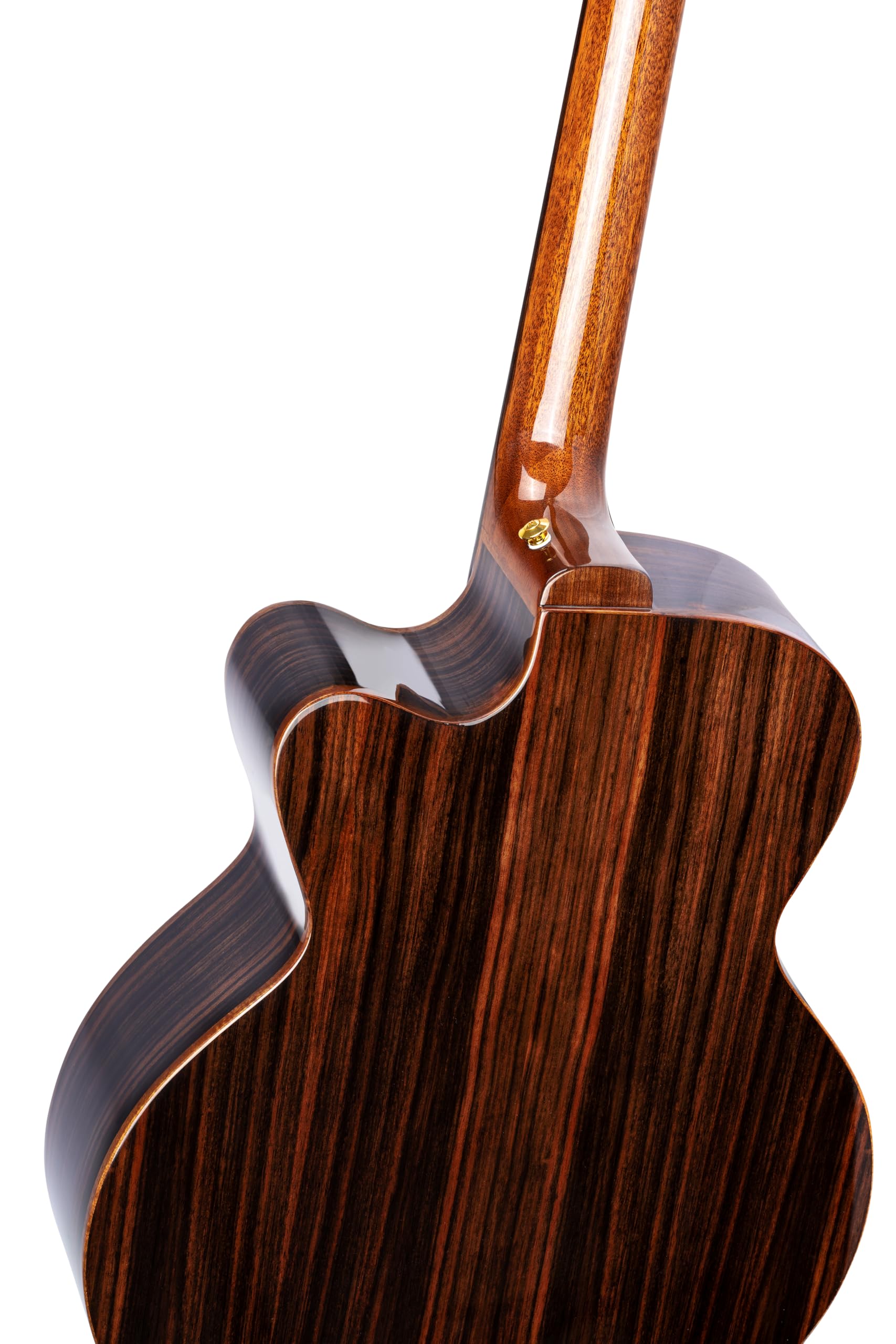 Ortega Guitars Bass Elektro-Akustisch 4-Saitig – Medium Scale, mit Cutaway, Armrest – The Private Room Series – Massive Alaska Fichte / Gestreiftes Ebenholz, Hochglanz Natur (STRIPEDSU.ACB)
