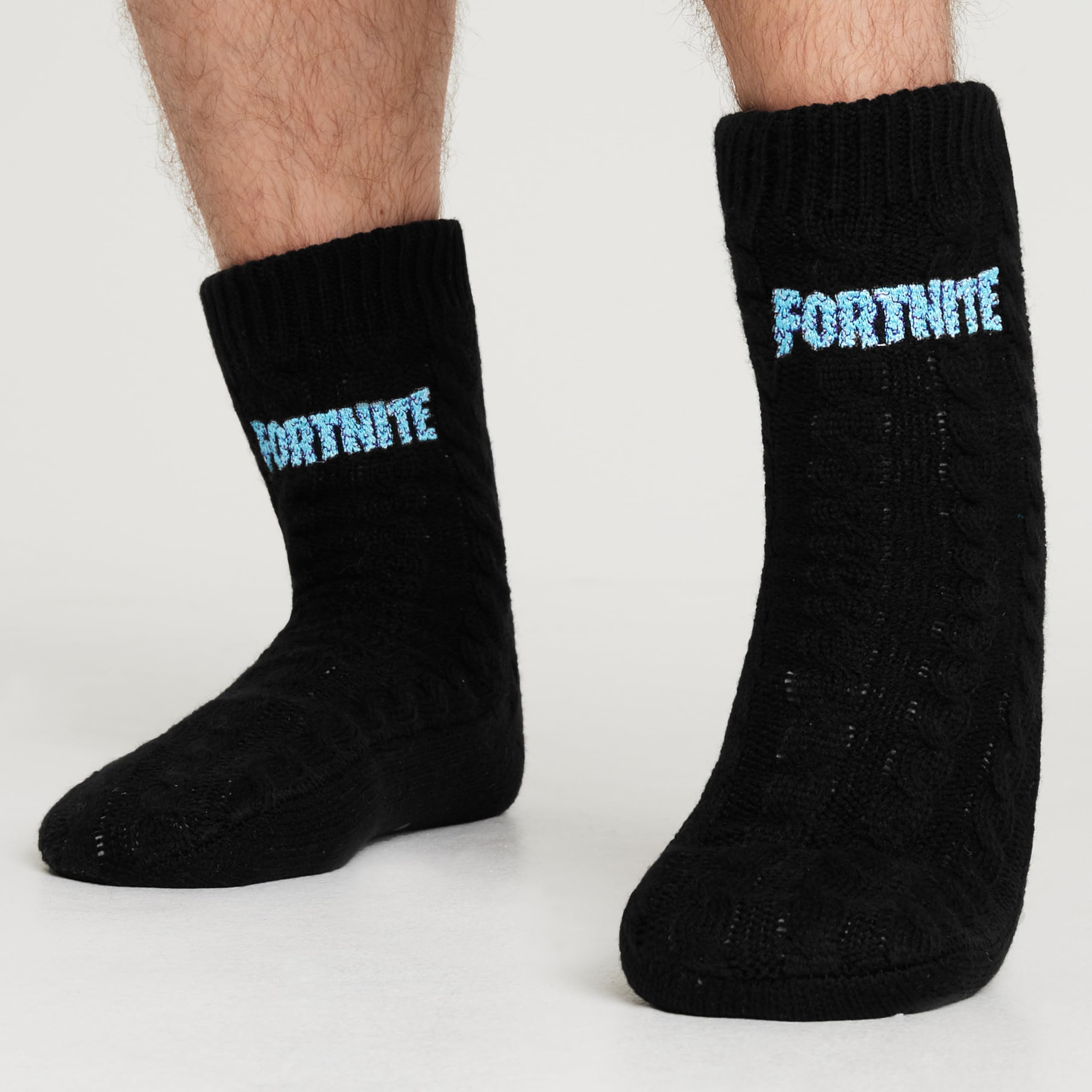 Fortnite Chaussons Chaussettes Homme Hiver, Chaussettes Antidérapantes Homme, Idée Cadeau Gamer Adulte Ado Taille Unique
