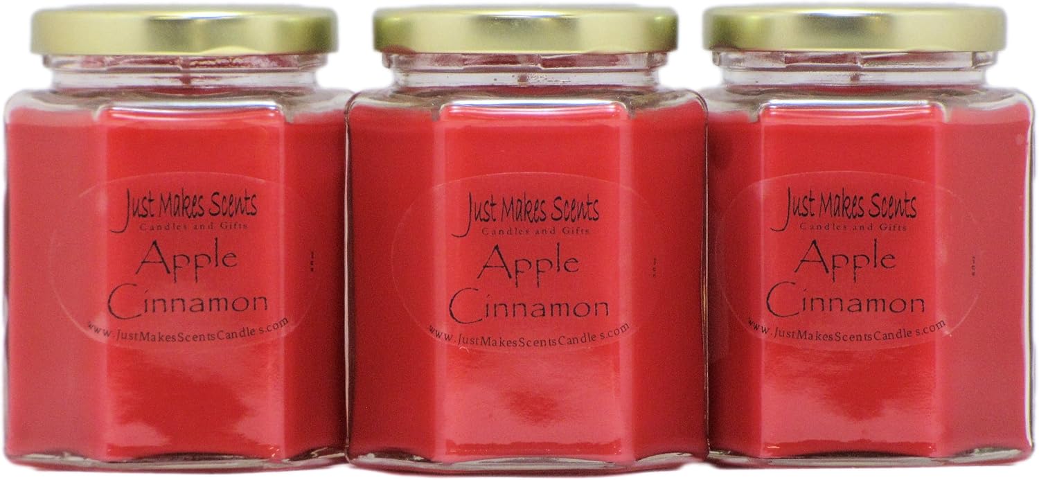 3 Pack - Apple Cinnamon Scented Candles | Amazing Fall Fragrance | Hand Poured in The USA by Just Makes Scents