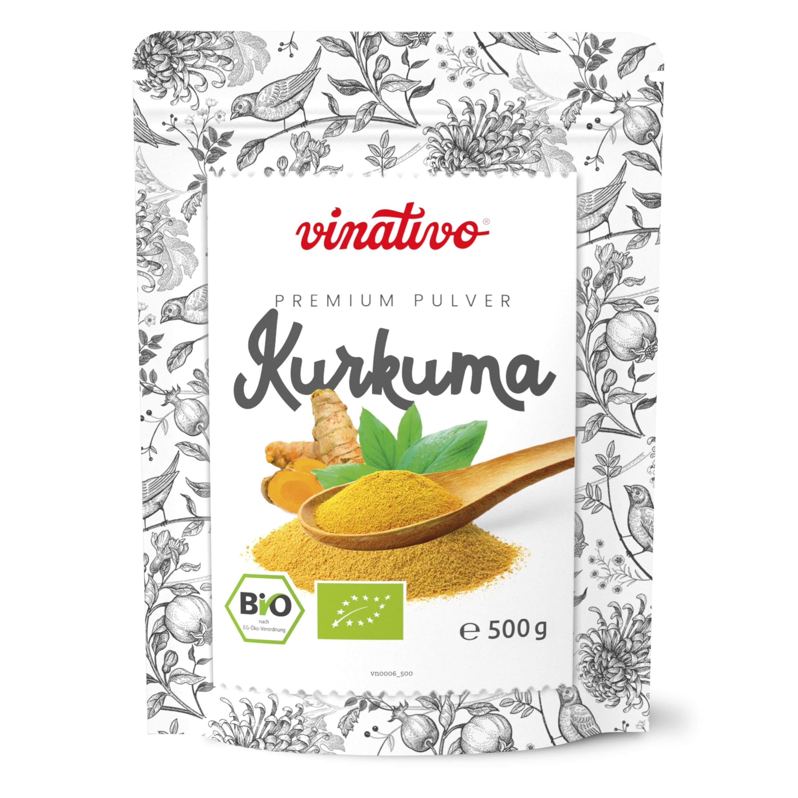 vinativo Kurkuma Pulver BIO – 500g – bio Rohkost-Qualität – natürliches Kurkumin – Kurkumapulver – Curcuma gemahlen