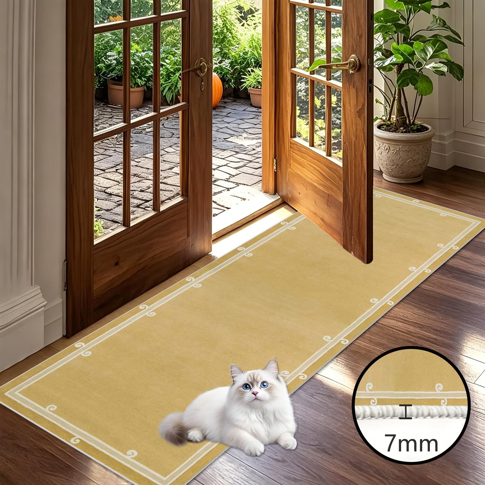 Tapis Couloir Long Tapis Cuisine Devant Evier 60 x 220 cm Jaune