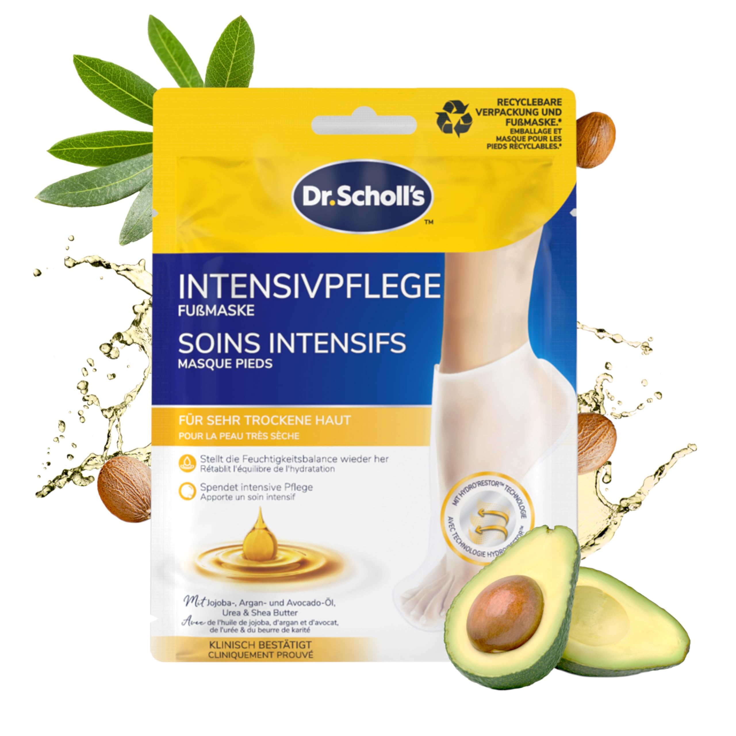 Scholl Expertcare Intensively Nourishing Foot Mask with 3 Valuable Oils - Moisturising Care - 1 Pair of Disposable Socks
