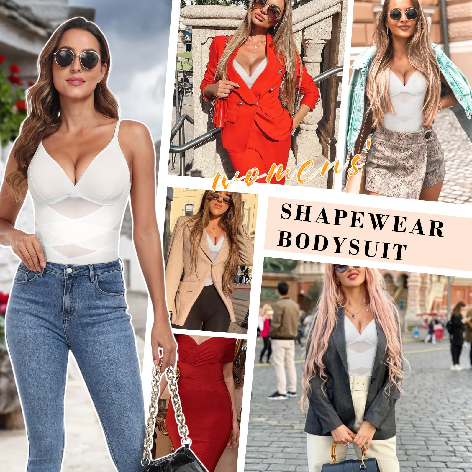 Tuopuda Body modelujące damskie stringi modelujące body body body bielizna modelująca bielizna wyszczuplająca brzuch płaski wyszczuplający kształt z biustonoszem regulowany pasek na ramię siatka Fajas