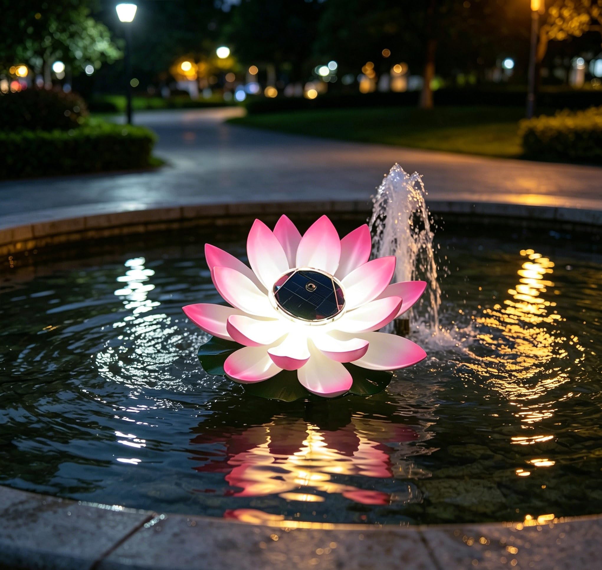 Upgraded Solar Floating LED Lotus Lights, Waterproof Color Changing Water Lily Pool Lamps, Auto On/Off Floating Pond Lights for Garden Patio Fountain Outdoor Water Decor (Pink / 1PC / 2 Lotus Leaf)