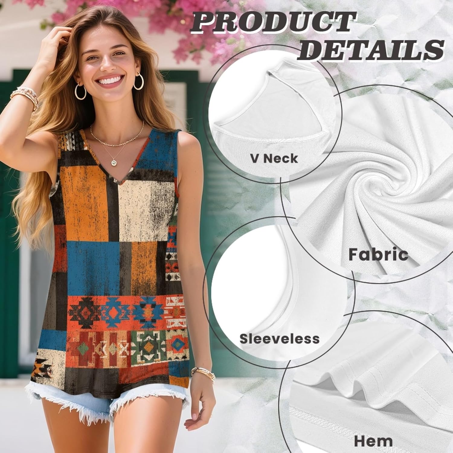 Tank Tops for Women Loose Summer Tunic Tops Comfy Sleeveless V Neck Shirts Casual Party Beach Vacation Clothes - Image 8