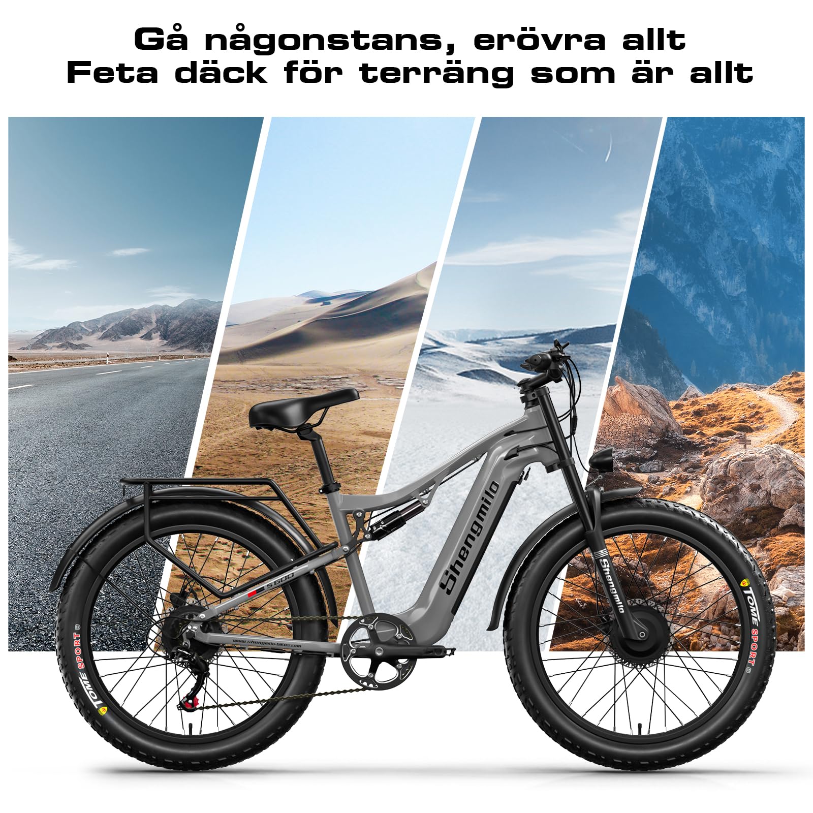 Shengmilo S600 2 * 1OOOW podwójny silnik aluminiowa rama E-Bike, moment obrotowy 80 N.M × 2,26 cala, 3,0 Fat Tire rower elektryczny, akumulator 840 WH ze zdejmowanym akumulatorem litowo-jonowym i 7