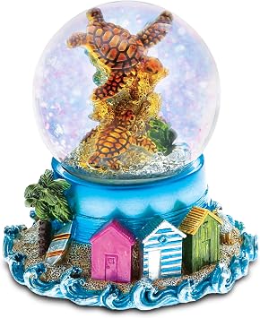 CoTa Global Cool Summer Sea Turtle Snow Globe - Water Globe Figurine with Sparkling Glitter, Collectible Novelty Ornament for Home Decor, for Birthdays, Holiday and Valentines - 65mm