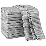 AIDEA Microfiber Cleaning Cloth for Glass 12PK, Grey, Lint Free Cloth Polishing Cleaning Rags, Window Wipes, Barista Coffee Towel, Microfiber Towels for Car Detailing, Stainless Steel, 1111