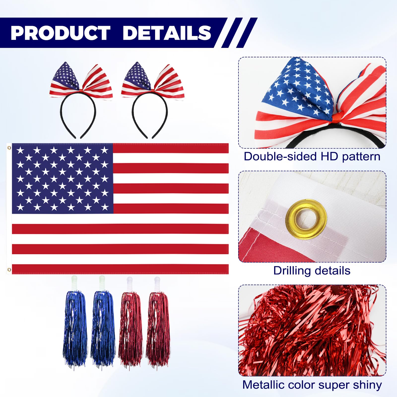 Bekecidi Set di 15 pezzi di accessori per fan della Coppa del mondo di calcio 2026 USA, braccialetti a schiaffo, tatuaggi, fischietti, bandiere, pompon, fasce per capelli, spille per feste di calcio