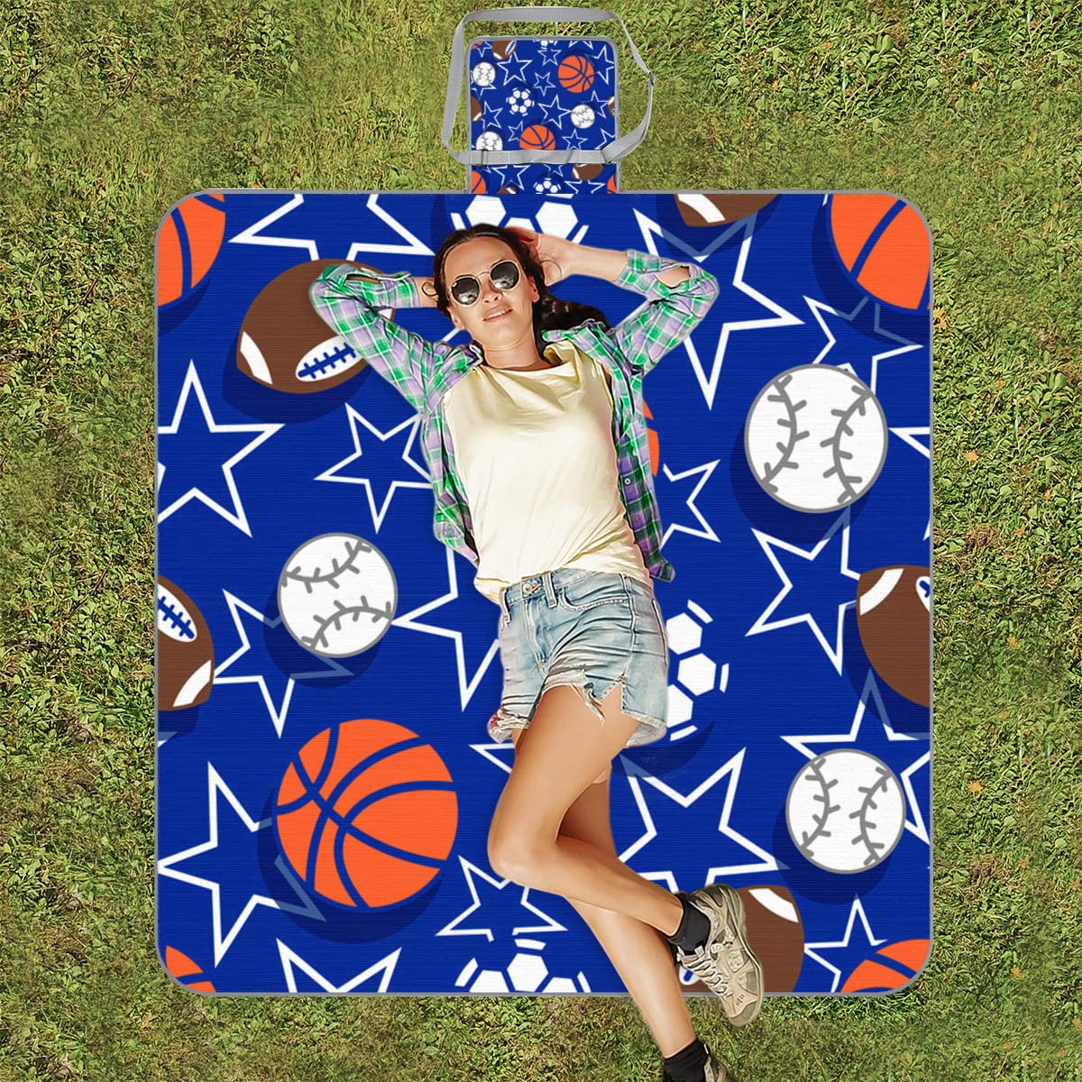 TropicalLife Sport Basket Picnic Coperta Sport Baseball Calcio Quadrato Impermeabile Pieghevole Indoor Outdoor Mat Tappeti per Spiaggia Campeggio Parco Famiglia Gathering Attività