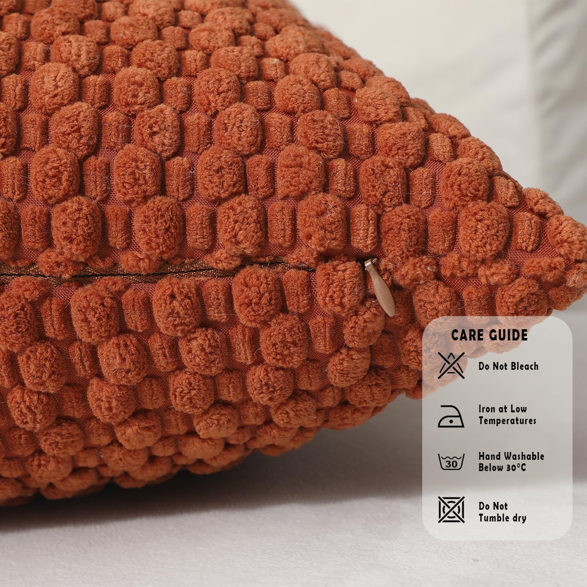Tennove Cushion Covers 50x50cm Decorative Modern Rust Pillow Cases Pack of 2 Corduroy Boho Soft Throw Pillow Covers Square Pillowcases for Sofa Living Room Bed Home Decor - Image 4
