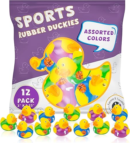 Patos de goma con temática deportiva, juego de juguetes de baño de pato de goma, 2 pulgadas, hockey, béisbol, fútbol, baloncesto y fútbol, mini