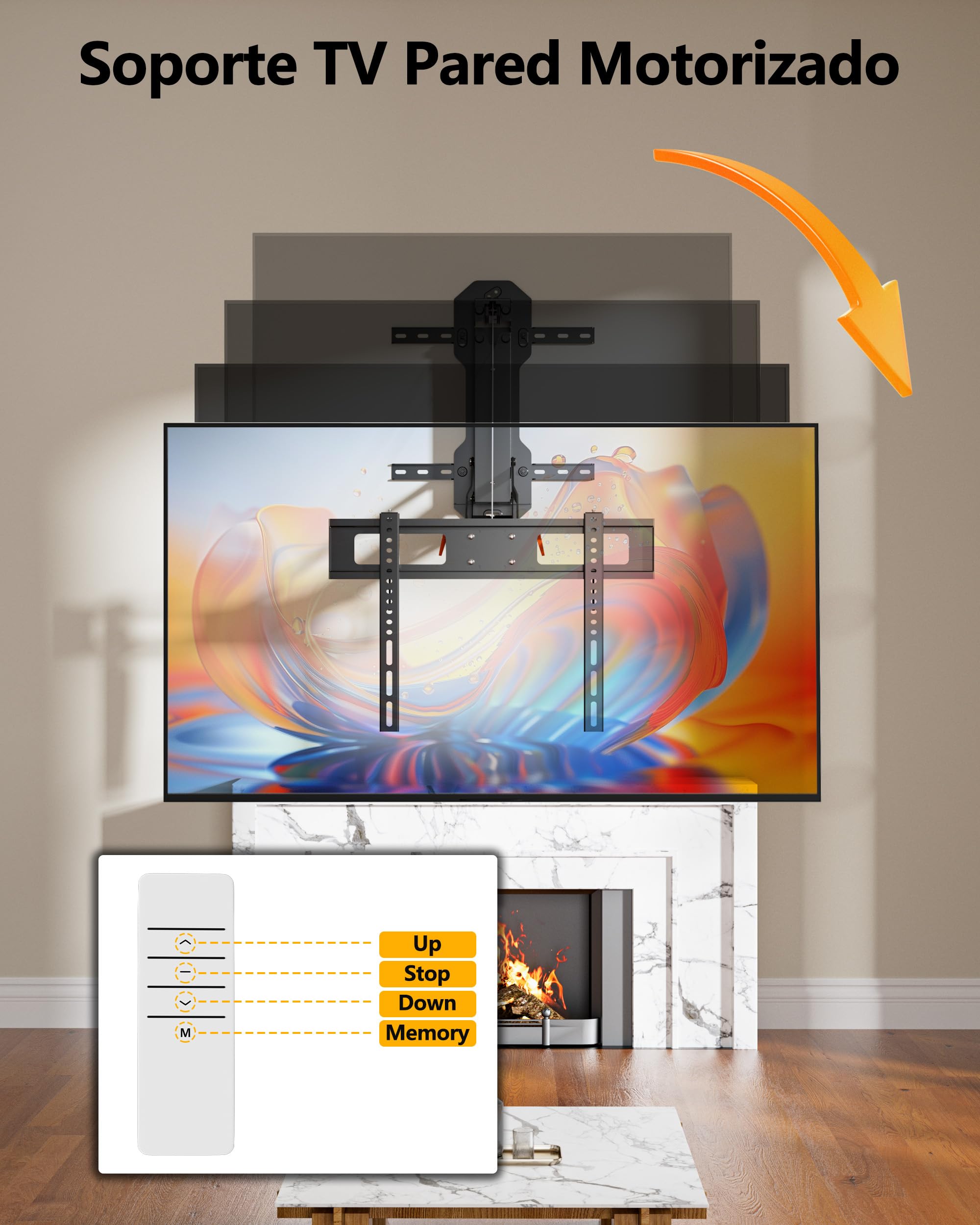 FORGING Mount Soporte de Pared Eléctrico para TV de 32-85", hasta 40 kg | Altura Ajustable con Mando a Distancia, Inclinable y Giratorio, Soporte de Montaje Abatible Eléctrico, Max VESA 600×400mm