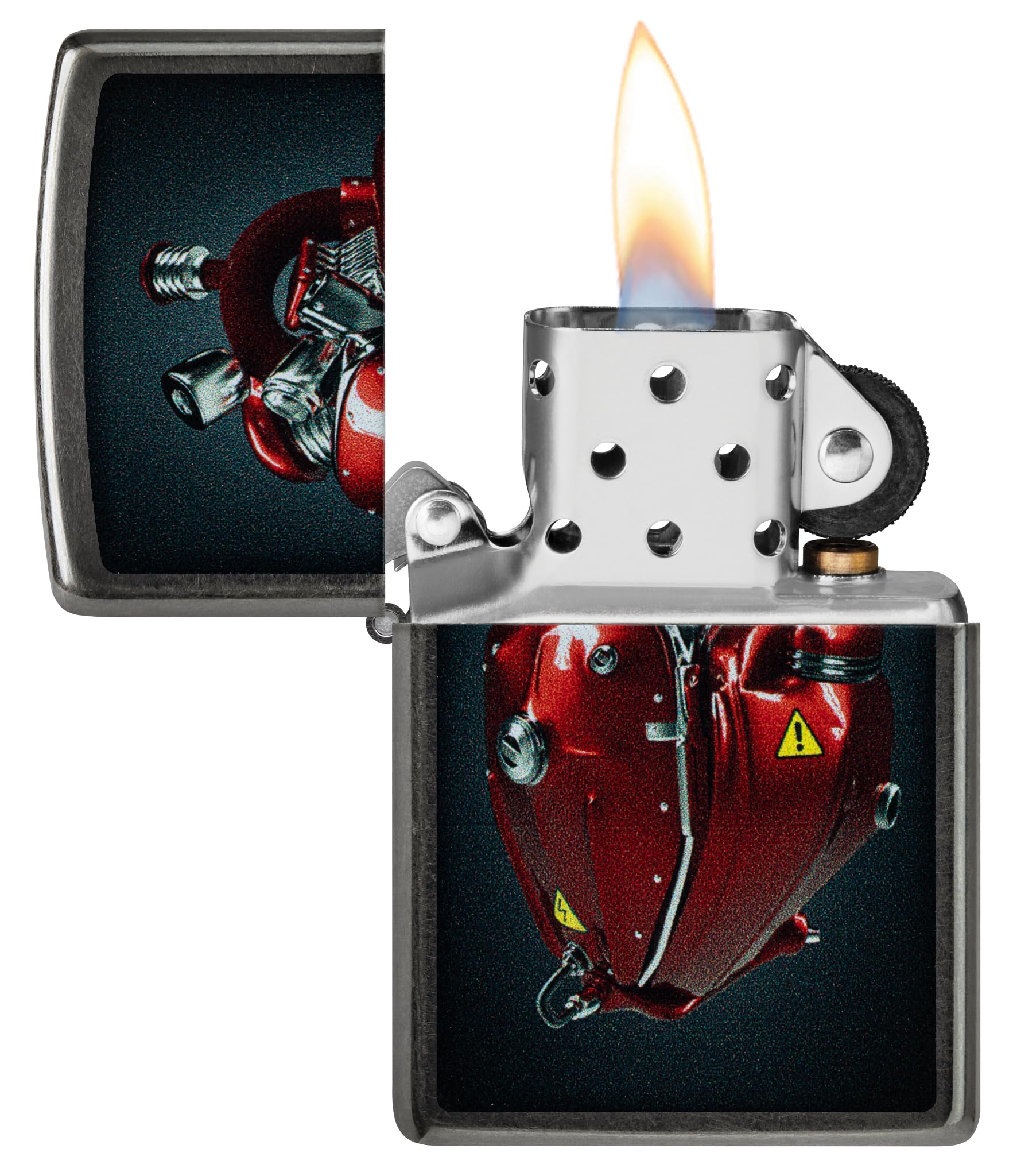 Zippo Mechero - Heart Engine, Gray Dusk, Color Image - Recargable - Reutilizable - Diseño Resistente al Viento - Caja de Regalo - Hecho en EE. UU.