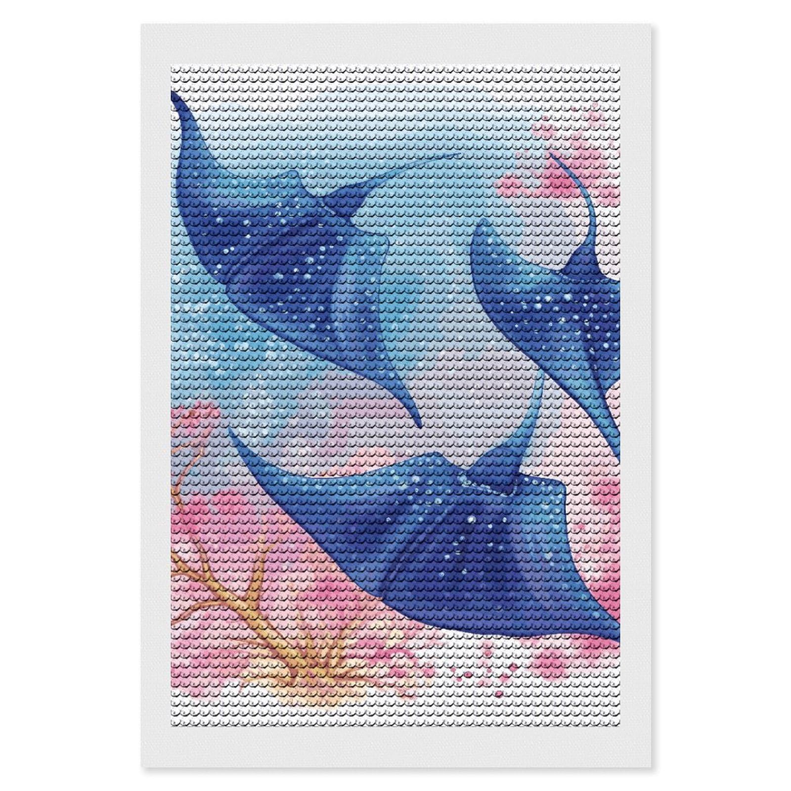 Manatee Diamond Painting Kit For Adults - Ocean Animal Round Drill Diamond Art 11.8x15.8 Inch