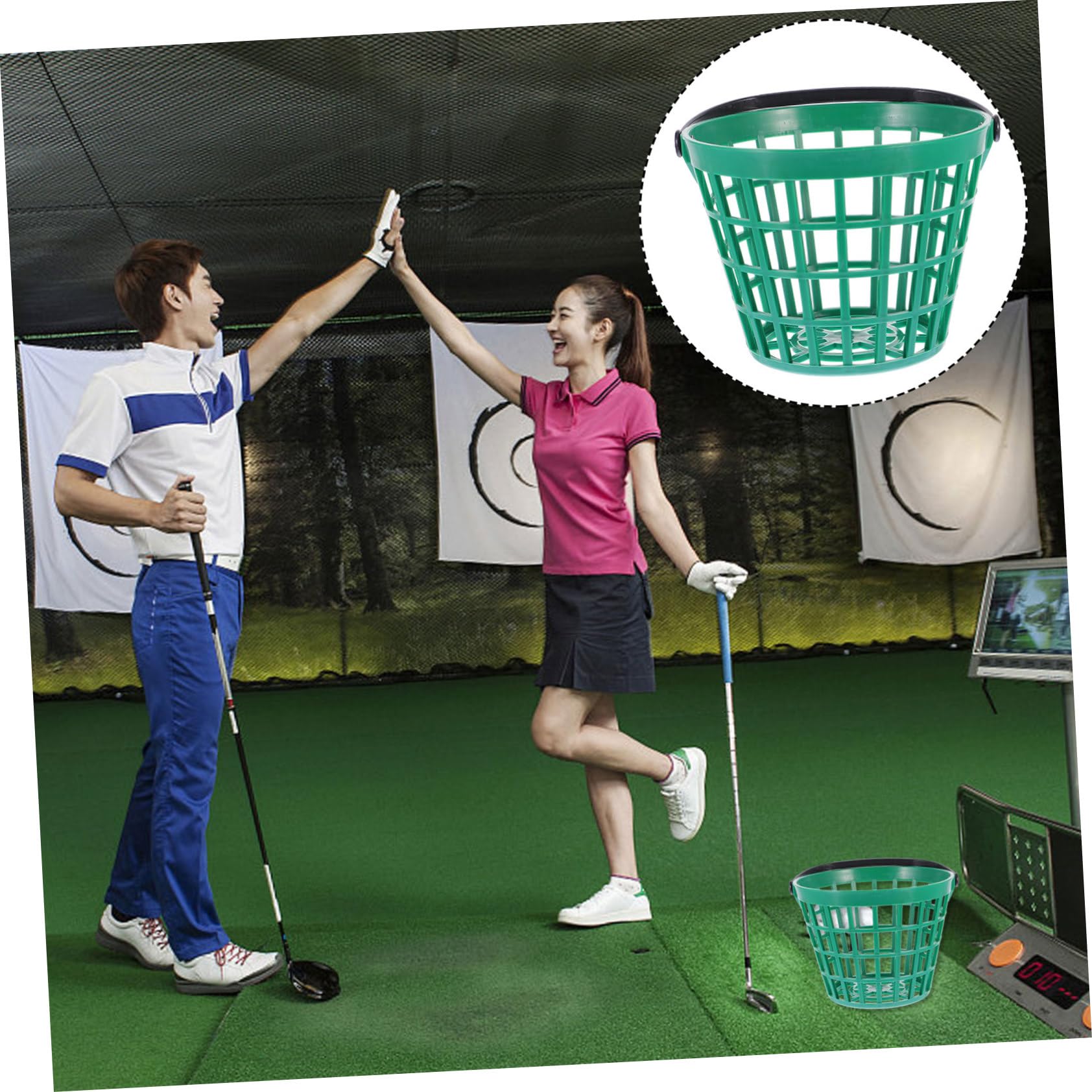 BESPORTBLE 2 Pièces Panier de Golf en Fil Métallique Vert Balle en Nylon