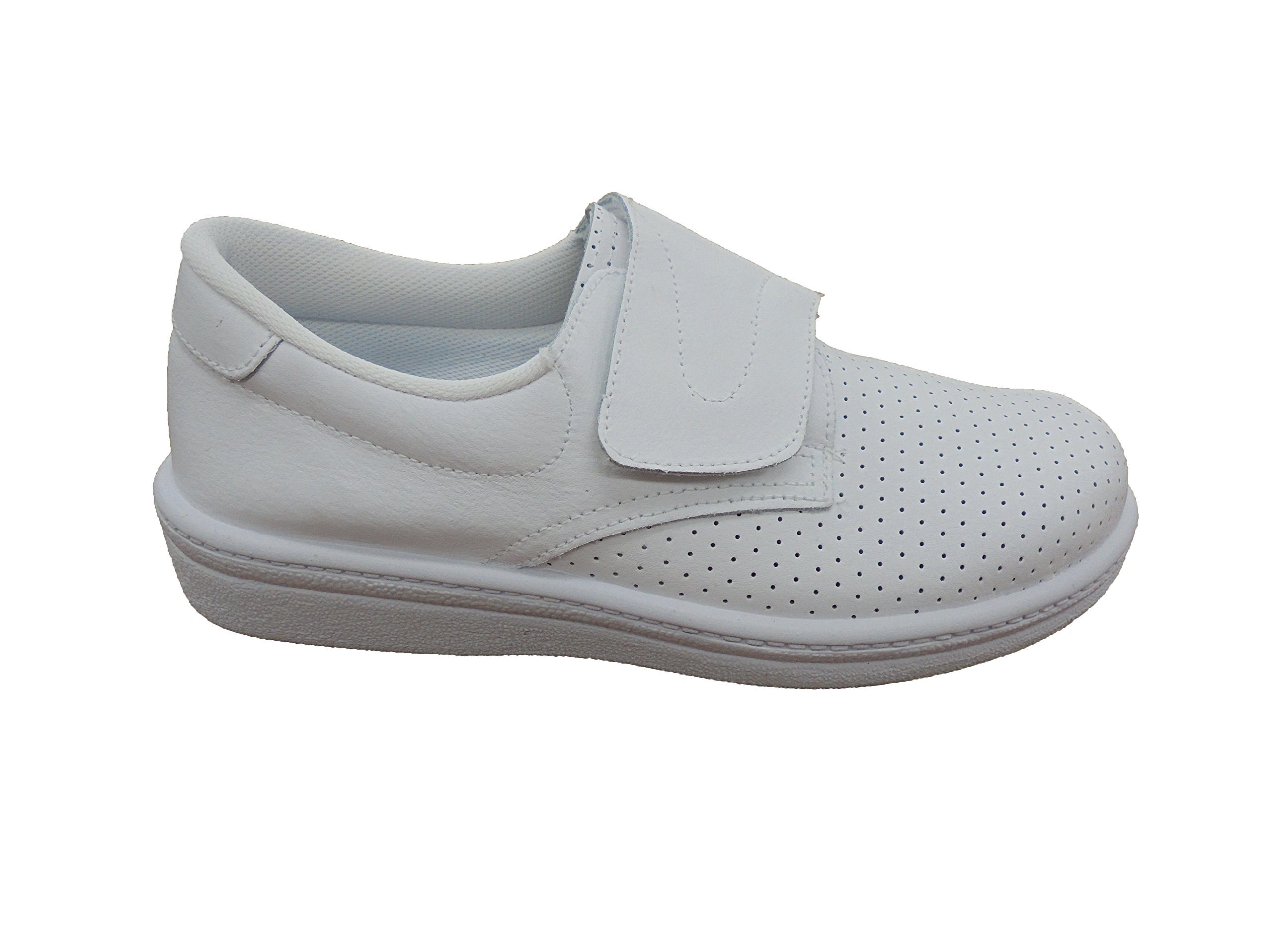 Zuecos Sanitarios Anatomicos en Piel para Hombre, Mod.293 Calzado Made in Spain, Garantia de Calidad. (42, Blanco)