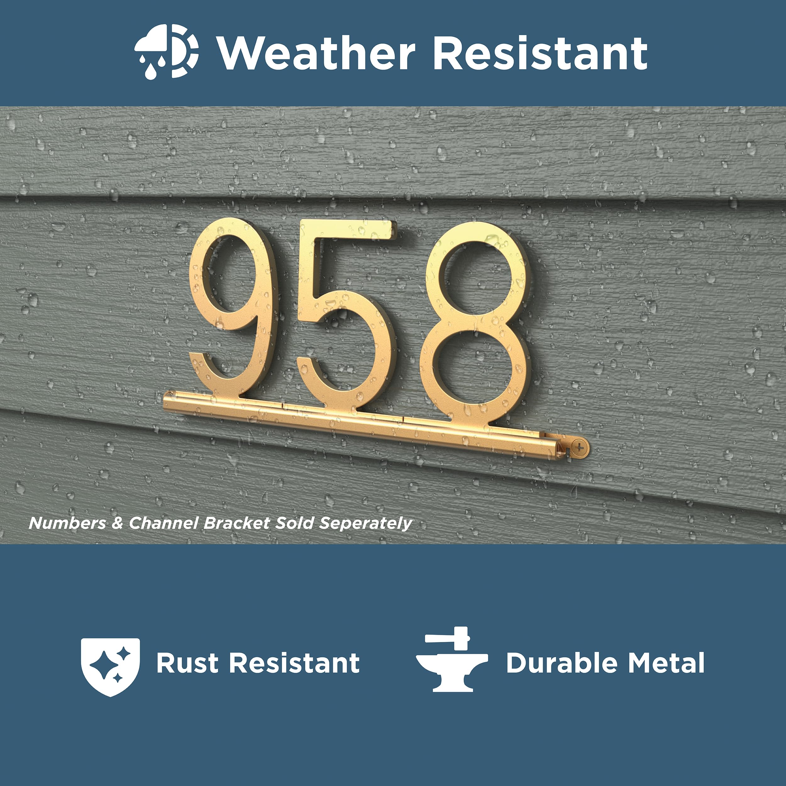 Franklin Brass Derby (1-Pack) "5" Modern Metal House Numbers for Customized System in Satin Gold, 4.3" H x 3" L - Image 3