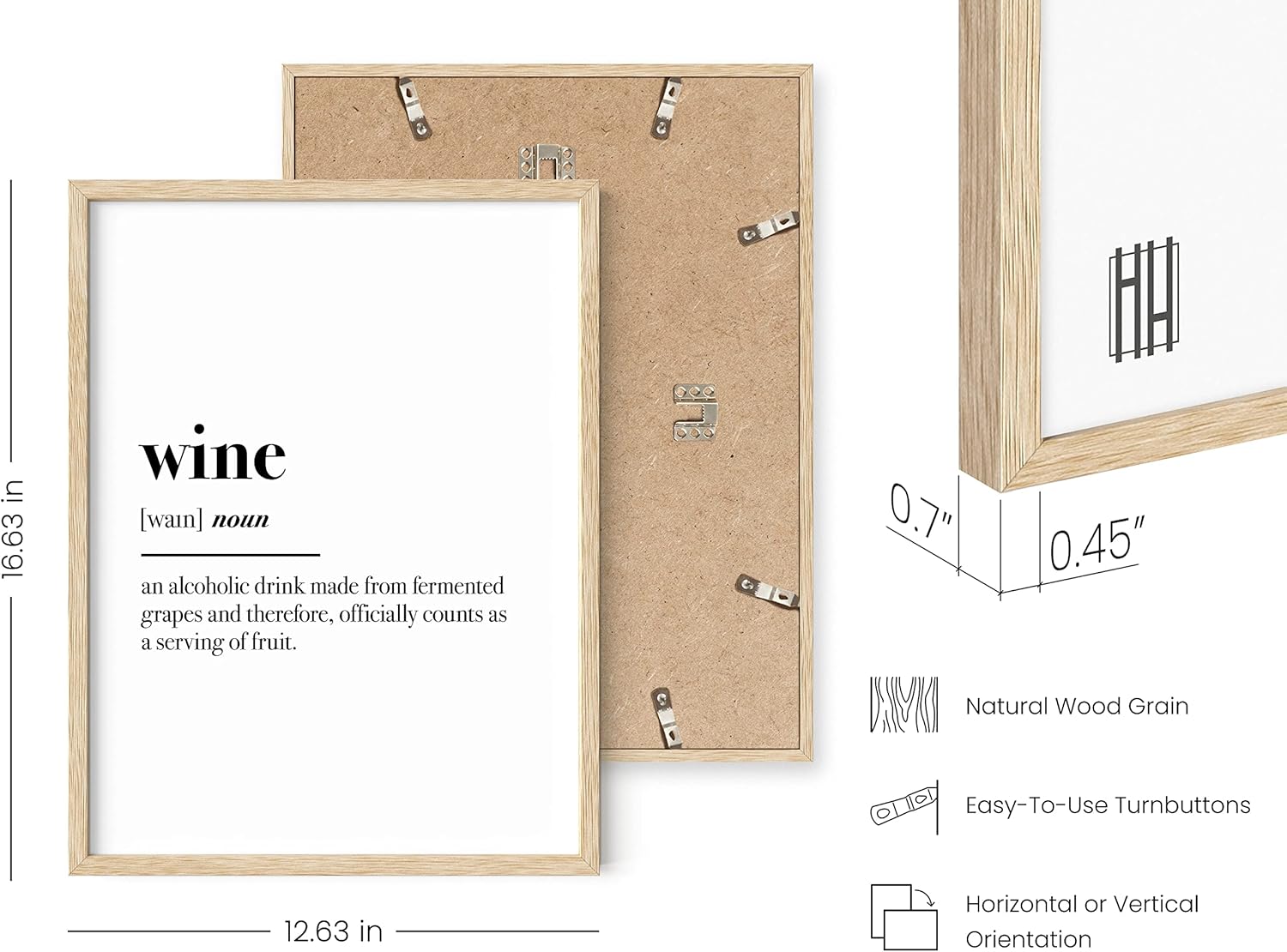 HAUS AND HUES Wine Prints Wall Art – Wine-Inspired Quote Print, Bar Room Poster, Humorous Kitchen Artwork (12x16, Beige Frame)