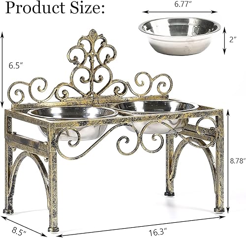 Miniatura 3 de Cuencos elevados para perros grandes, comedero elevado de metal para perros, soporte elevado para perros con cuencos dobles de acero inoxidable para