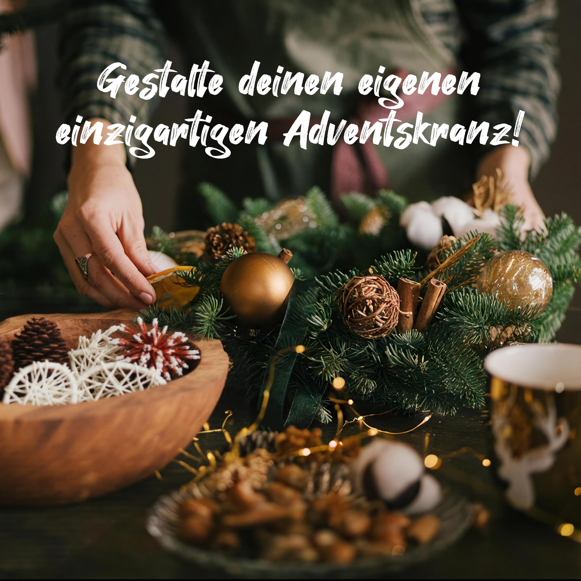 Homecall Adventskranz Modern Kerzenhalter Adventskranz Holz Mit 4 Kerzenpicks Adventsgesteck Schlüsselschale Adventskranz Teelichter Holzschale Ø Ca. 30 cm Teakschale (Ohne Kerzen und Dekorationen)