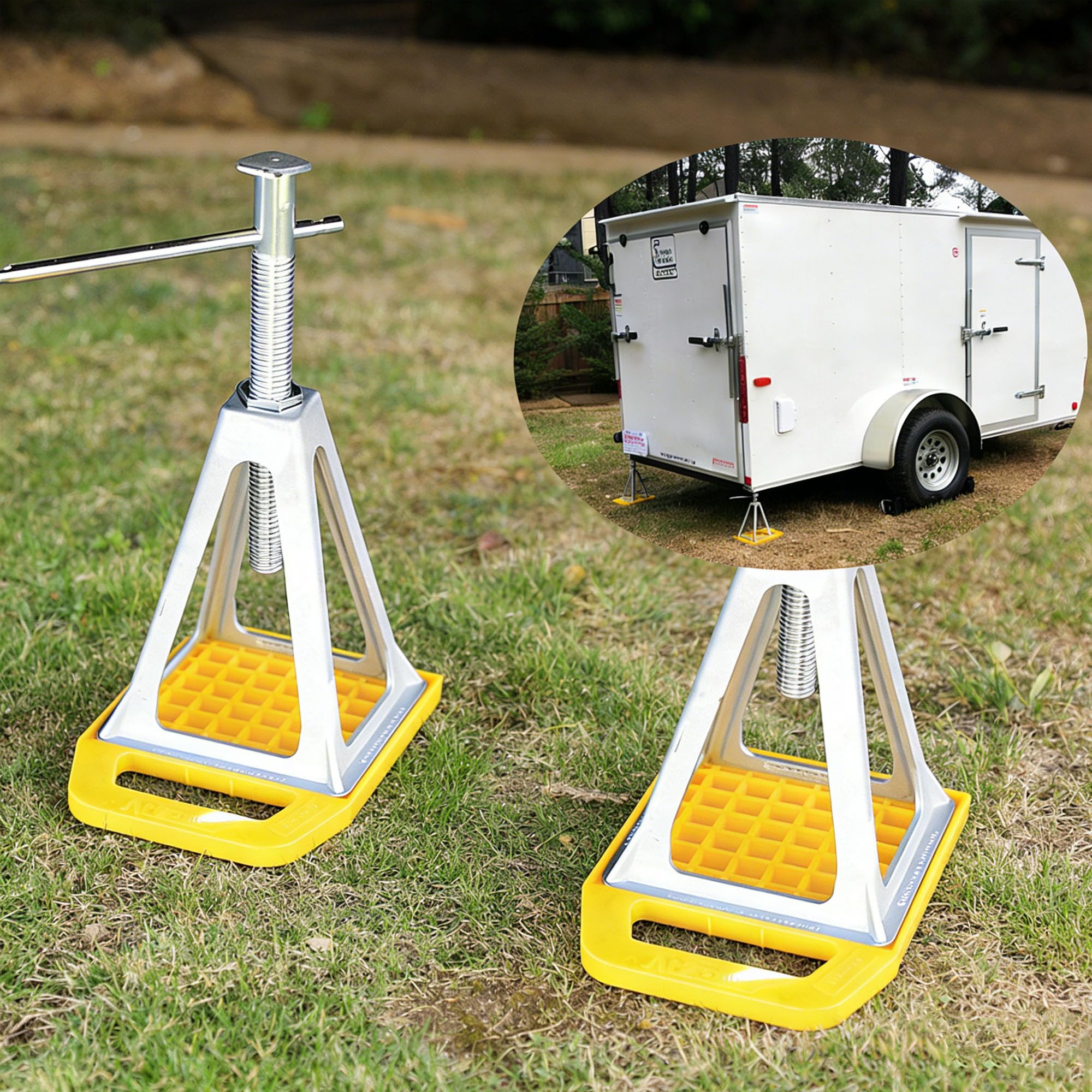 Set Di 4 Cuscinetti Per Staffa Stabilizzatore RV, Cuscinetti Per Piedi Caravan, Piccoli Cuscinetti Per Martinetto Stabilizzatore, Stabili e Antiscivolo, Portatili, Terra Stabilizzatore