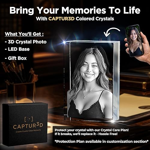 Miniatura 3 de CAPTUR3D Foto de cristal 3D, regalos conmemorativos personalizados para mamá, papá, esposa, hombres, seres queridos, cristal grabado con láser 3D