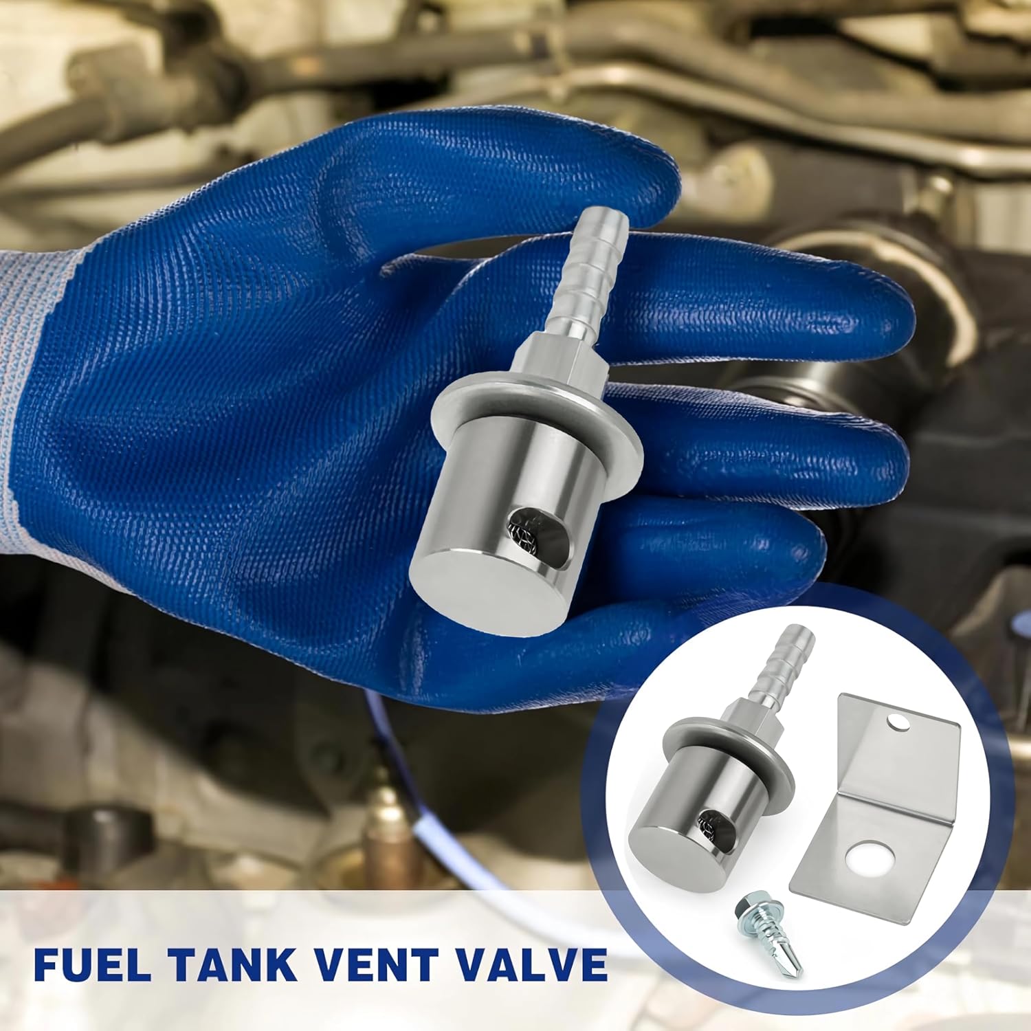 Remote Mount Fuel Tank Vent Valve Kit, 5/16" Barb Rollover Check Valve with Bracket, Detachable Vent Line Replacement, Compatible with 19-174 Upgrade – White