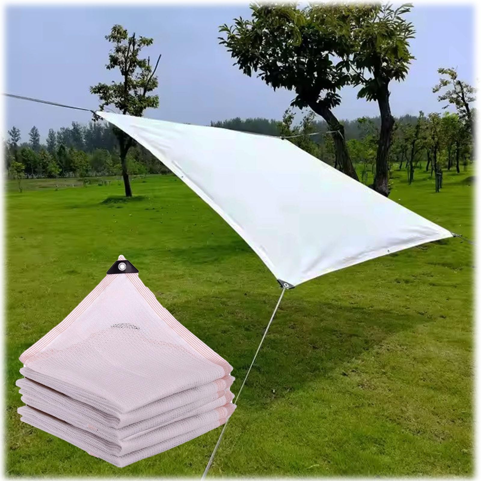 WQPMNYG 90% Shade Cloth for Greenhouse - White Sunblock Netting with Grommets Breathable Outdoor Shade for Pergola Garden Sun Shade Sail 3x4m & 3x3m Mesh Tarp (2x11m)